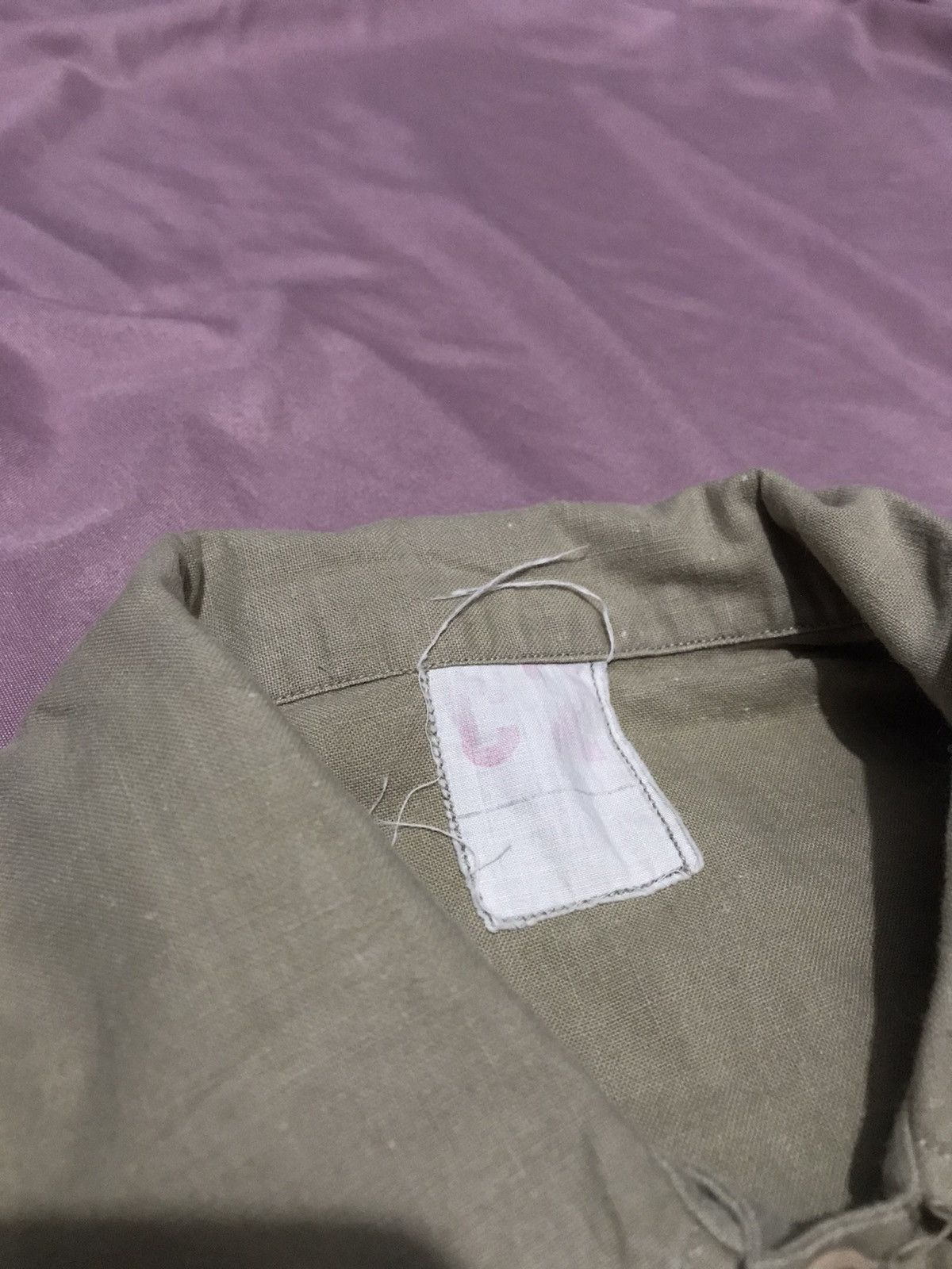 Other FRENCH ARMY 50s ARMY OFFICER BUTTON UP, HEMP COTTON BLEND Size US M / EU 48-50 / 2 - 7 Thumbnail