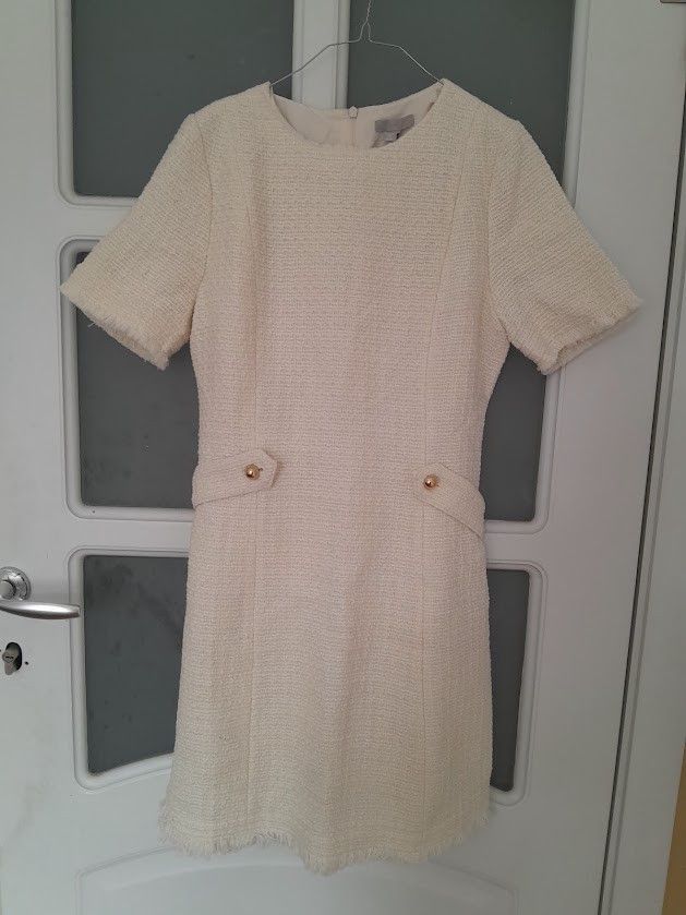 H&M White tweed Dress Size S / US 4 / IT 40 - 1 Thumbnail