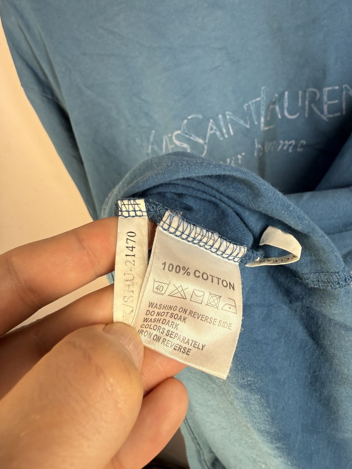 Yves Saint Laurent Big Logo YSL Longsleeve Blue Shirt Vintage Sweatshirt Size US M / EU 48-50 / 2 - 5 Thumbnail