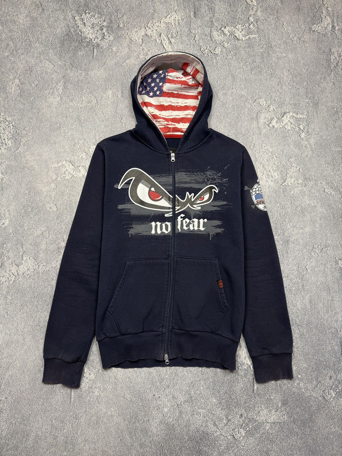 No Fear Rare Vintage 90s No Fear Skulls Big Logo Zip Up Hoodie Size US L / EU 52-54 / 3 - 1 Thumbnail