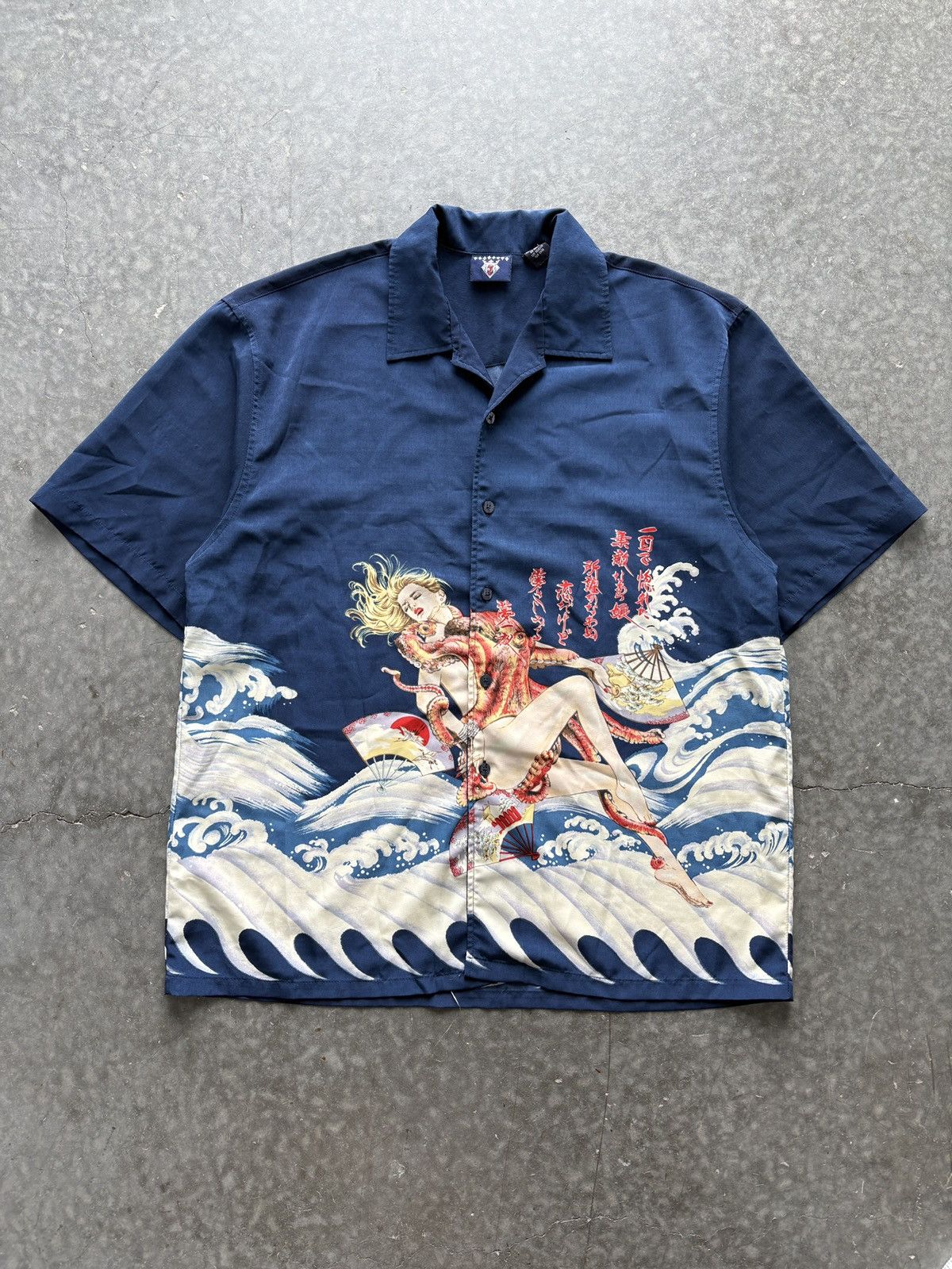Vintage Vintage 90s Pinup Girl Japanese Style Camp Collar Shirt Size US XL / EU 56 / 4 - 1 Thumbnail