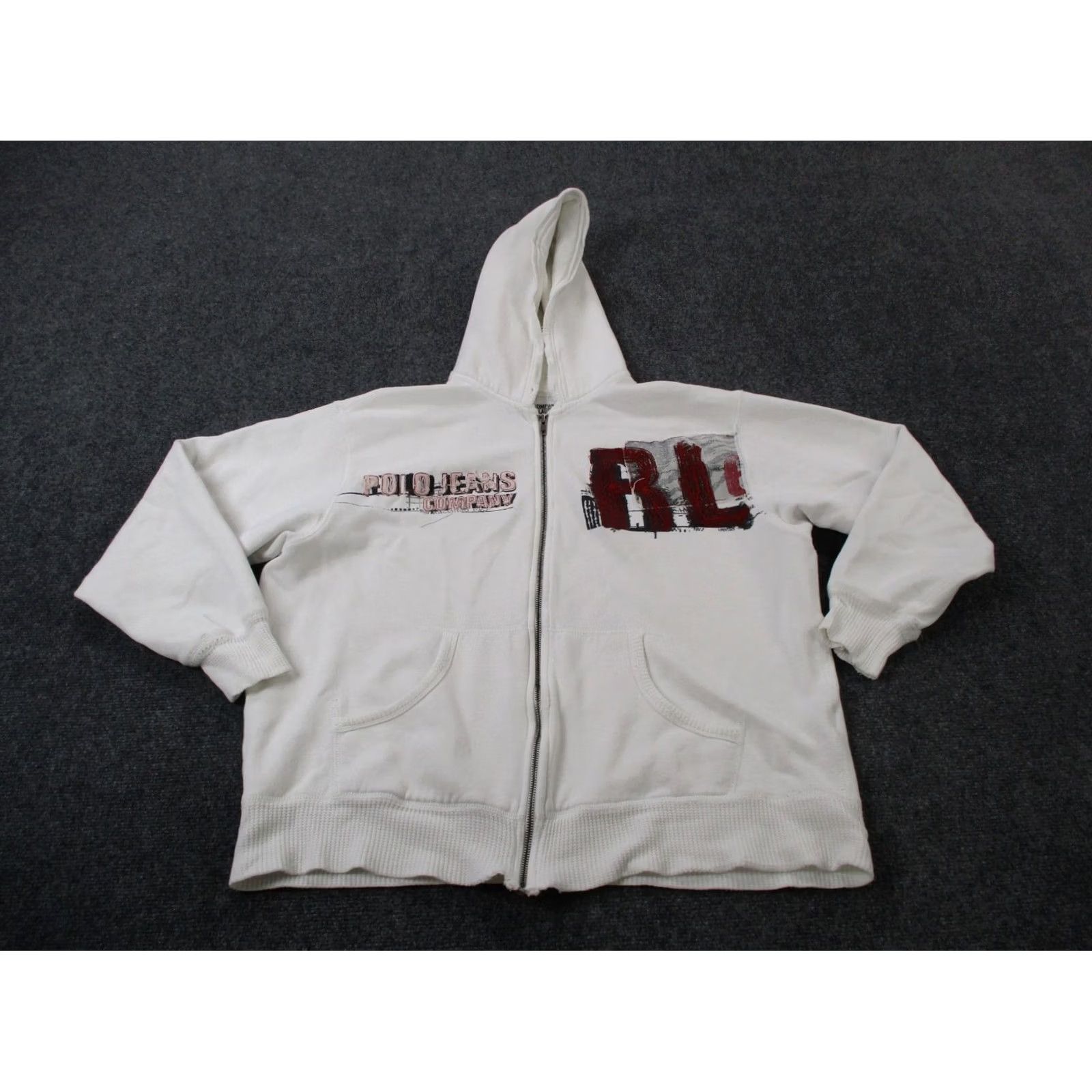 Polo Ralph Lauren VINTAGE Polo Ralph Lauren Hoodie Mens L White Jeans Jacket Grunge Y2K Spellout Logo Casual Size US L / EU 52-54 / 3 - 2 Thumbnail