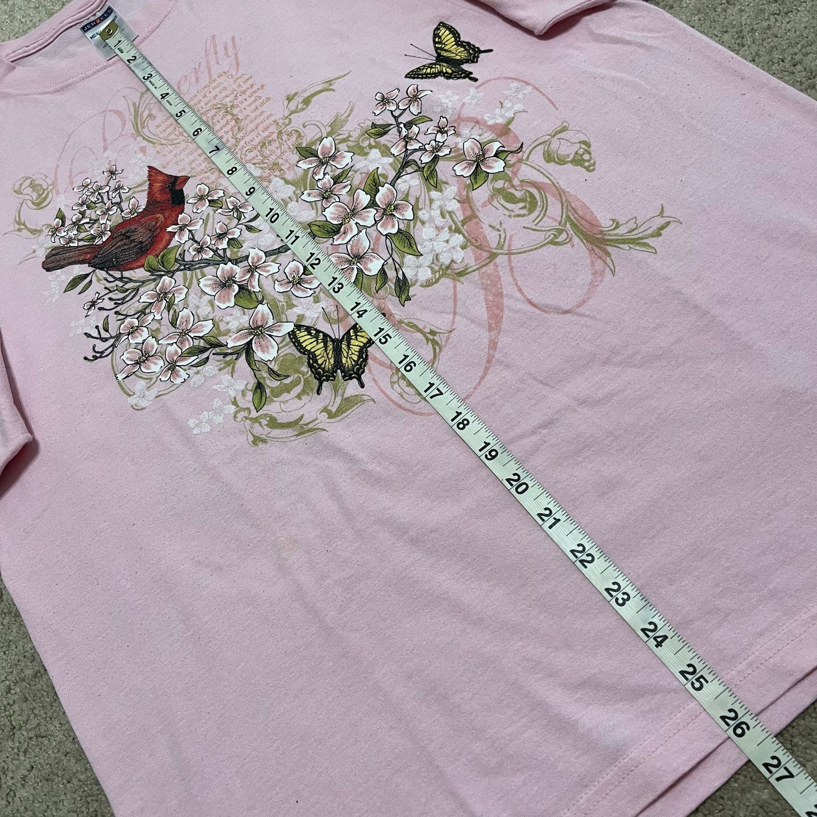 Jerzees Jerzees Cardinal Butterfly Floral Pink Graphic Shirt Large Size US L / EU 52-54 / 3 - 4 Thumbnail