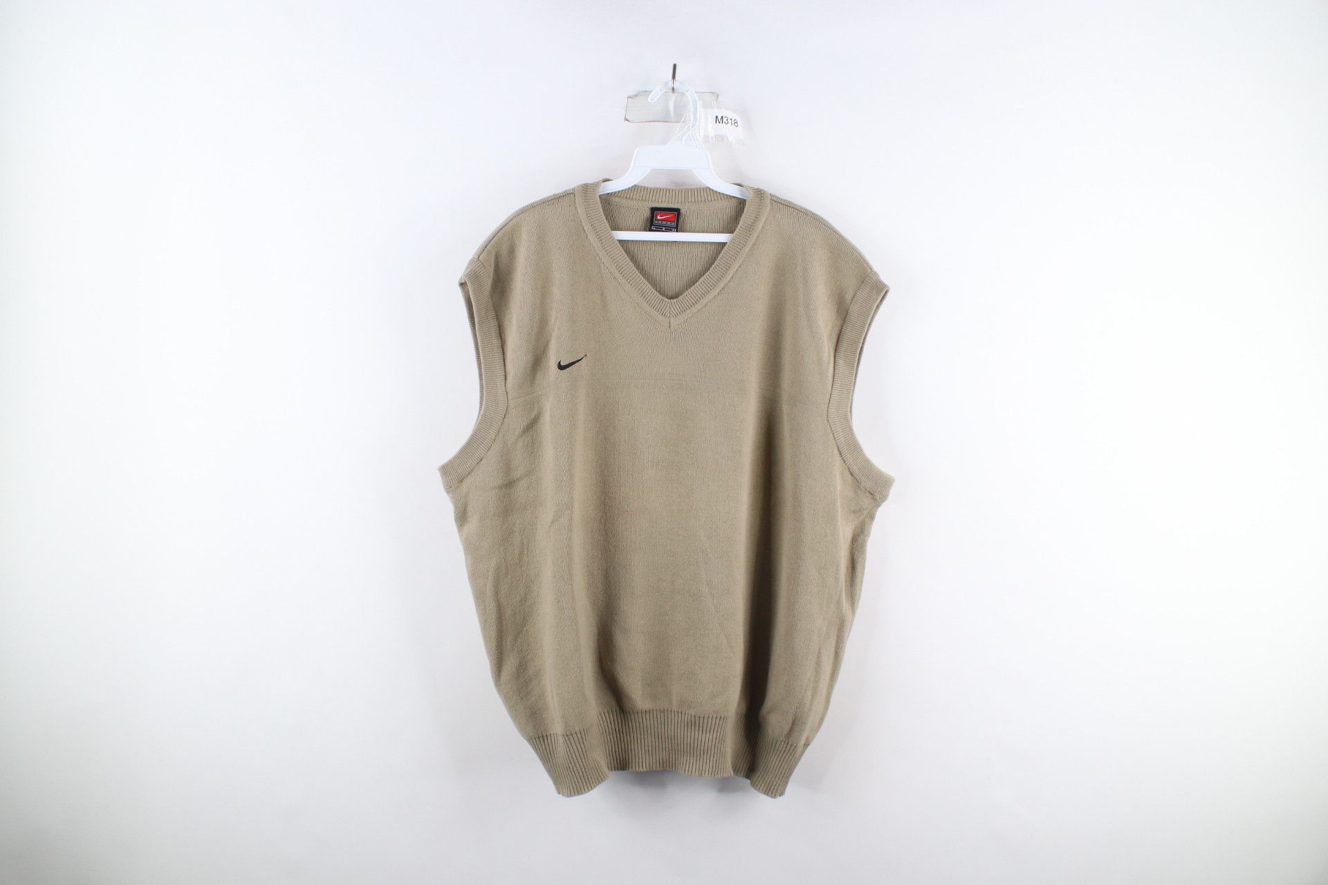 Nike × Vintage Vintage Nike Scott Mini Swoosh Knit Sweater Vest Beige Size US L / EU 52-54 / 3 - 1 Thumbnail