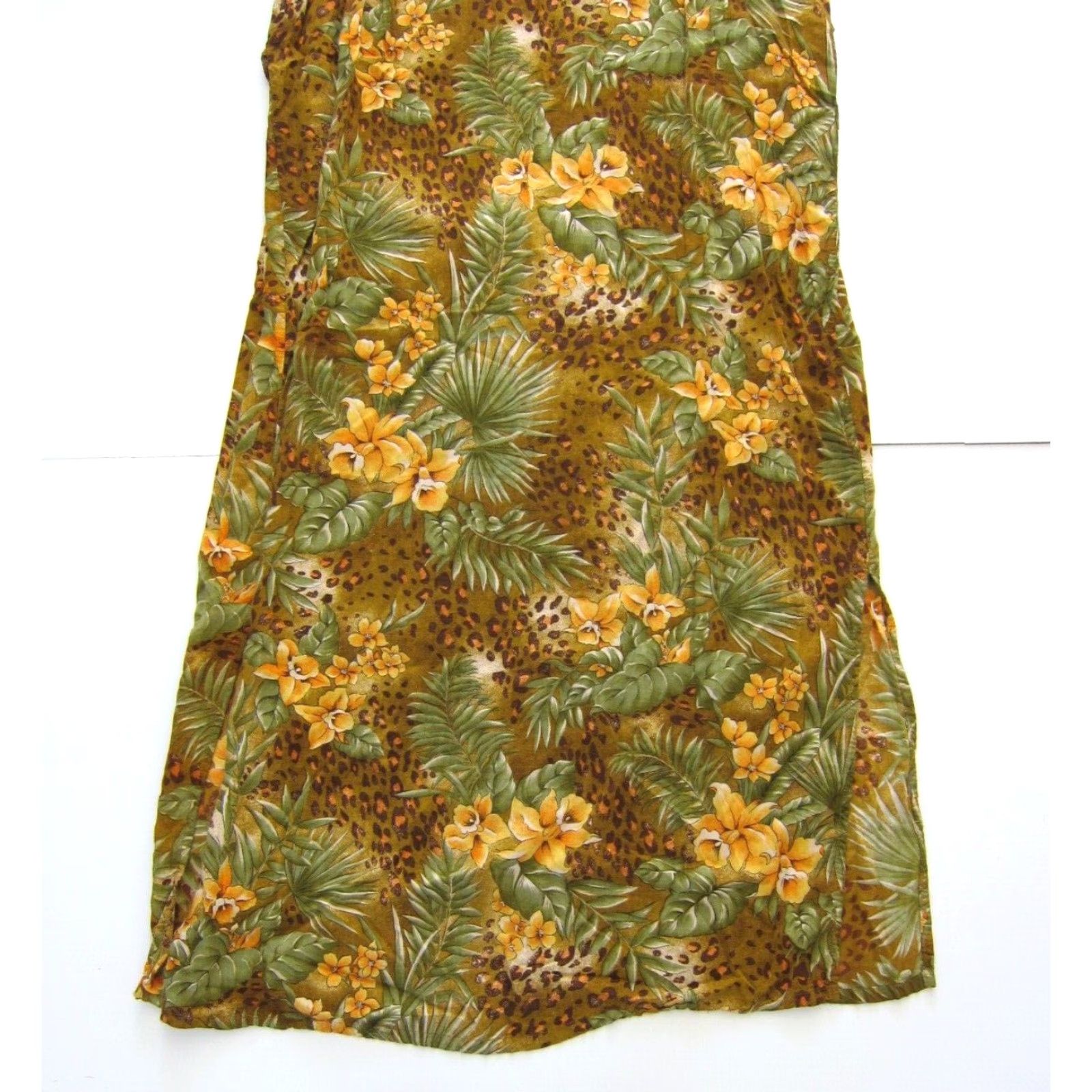Vintage VINTAGE Style Studio 100% Rayon Floral Sleeveless Long Tank Maxi Dress 2X Orange Green Dress Size XXL / US 16-18 / IT 52-54 - 8 Thumbnail