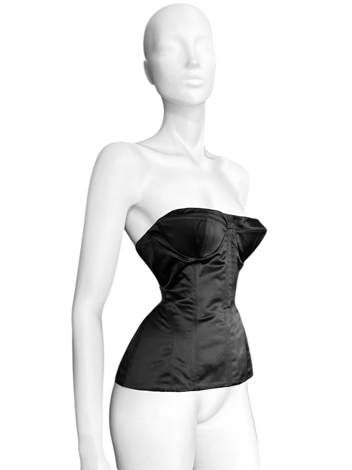 Gucci Gucci by Tom Ford Spring 2001 Black Satin Corset Blouse Size M / US 6-8 / IT 42-44 - 1 Thumbnail