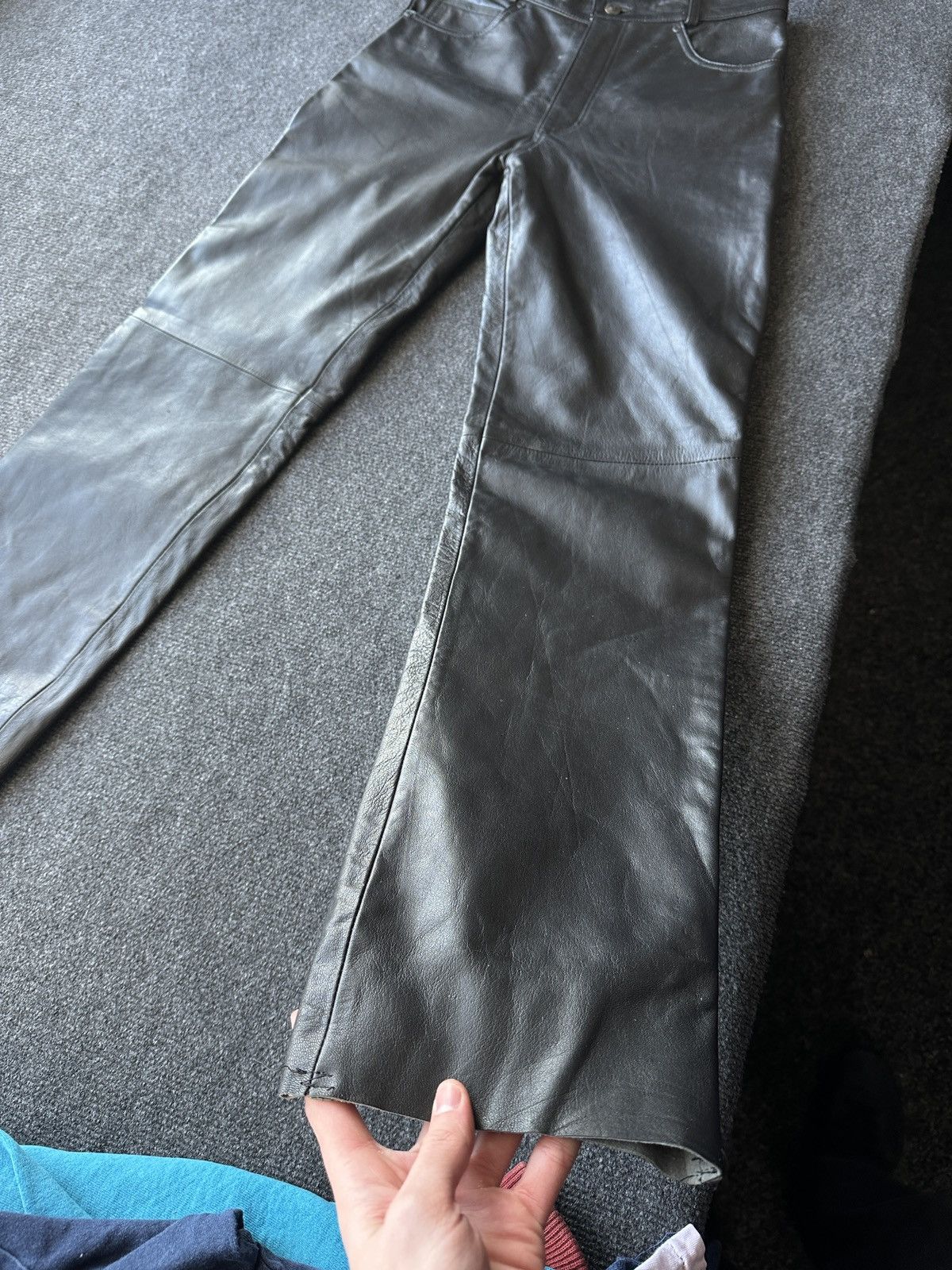 Leather 🚨GRAIL LEATHER PANTS RACING VNTG Cowboy Biker Leather Pants Size US 30 / EU 46 - 3 Thumbnail