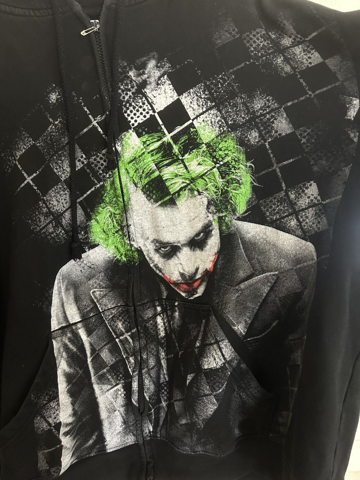 Vintage 08 The Dark Knight Heath Ledger Joker Zip Up Hoodie Size US XXL / EU 58 / 5 - 2 Thumbnail