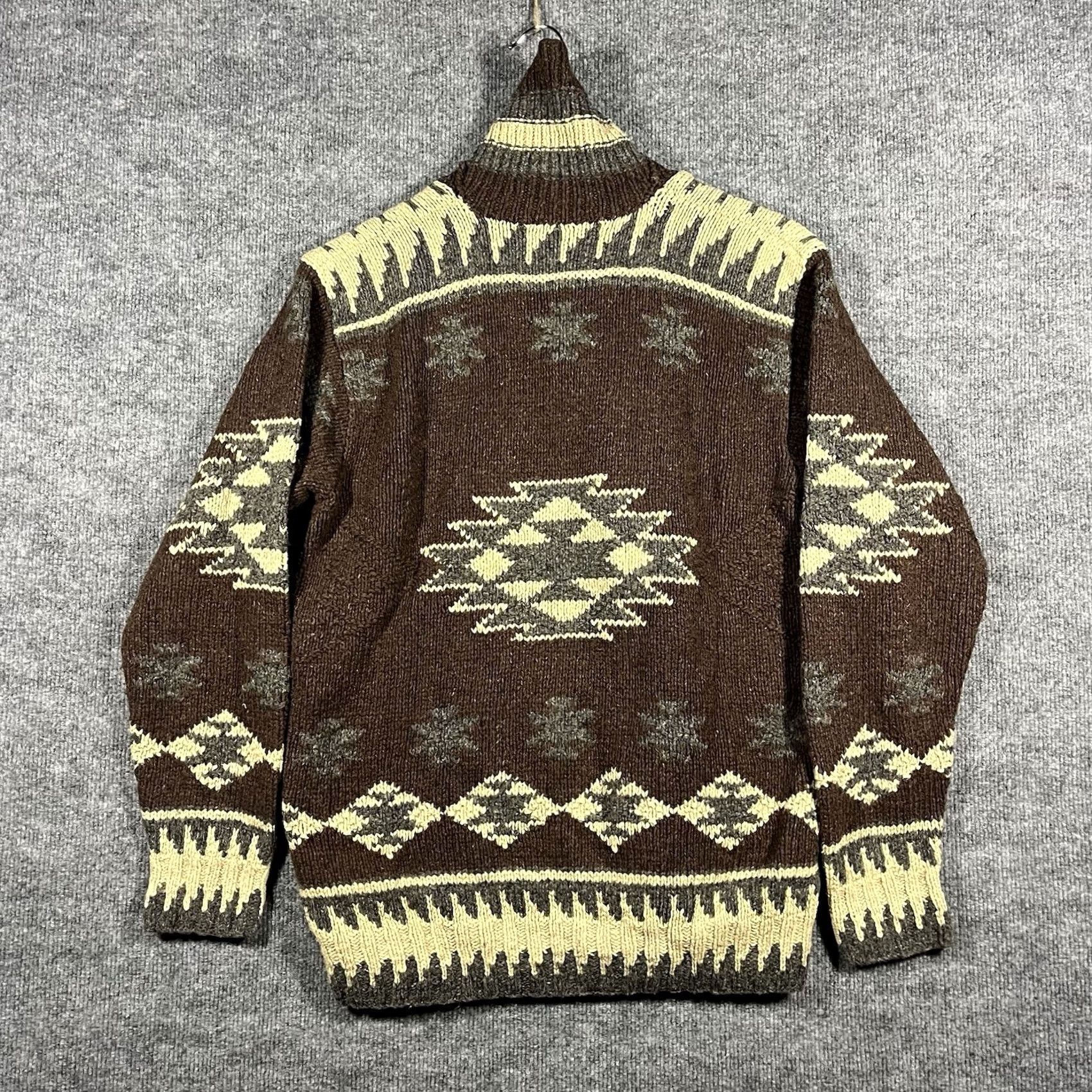 Polo Ralph Lauren VINTAGE Polo Ralph Lauren Cardigan Shawl Collar Mens Small Aztec Wool Silk Cardigan Brown Size US S / EU 44-46 / 1 - 4 Thumbnail