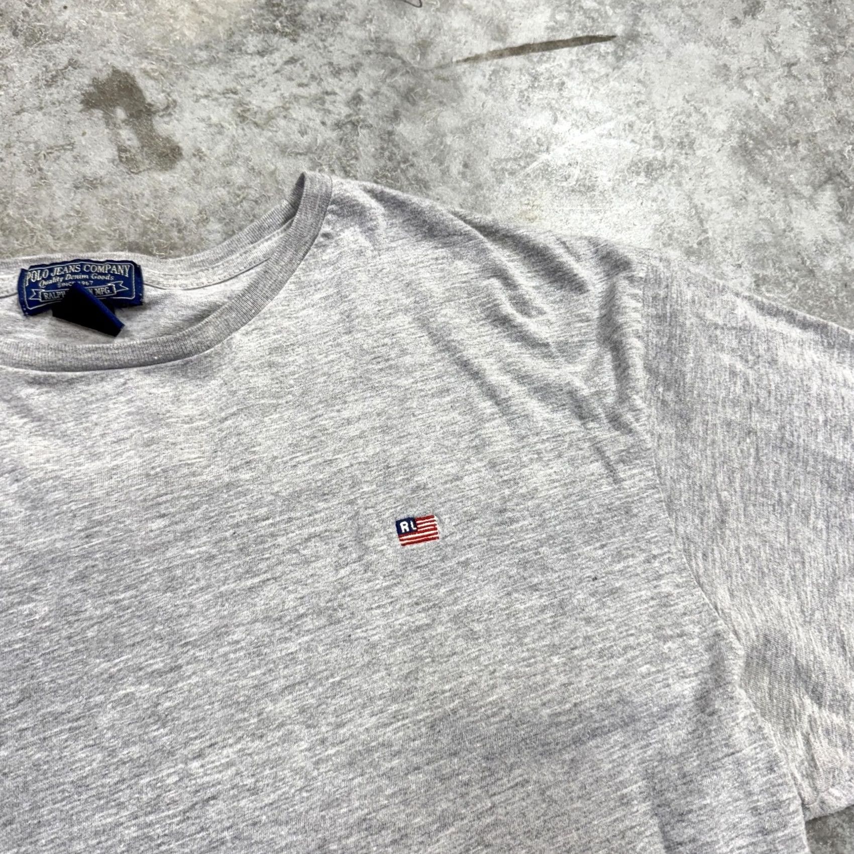 Polo Ralph Lauren Ralph Lauren Polo Jeans Company Shirt Mens Large Gray Heather Embroidered Flag Shirt Mens L Gray Heather Embroidered Flag Mulitword Rearranged Size US L / EU 52-54 / 3 - 2 Thumbnail