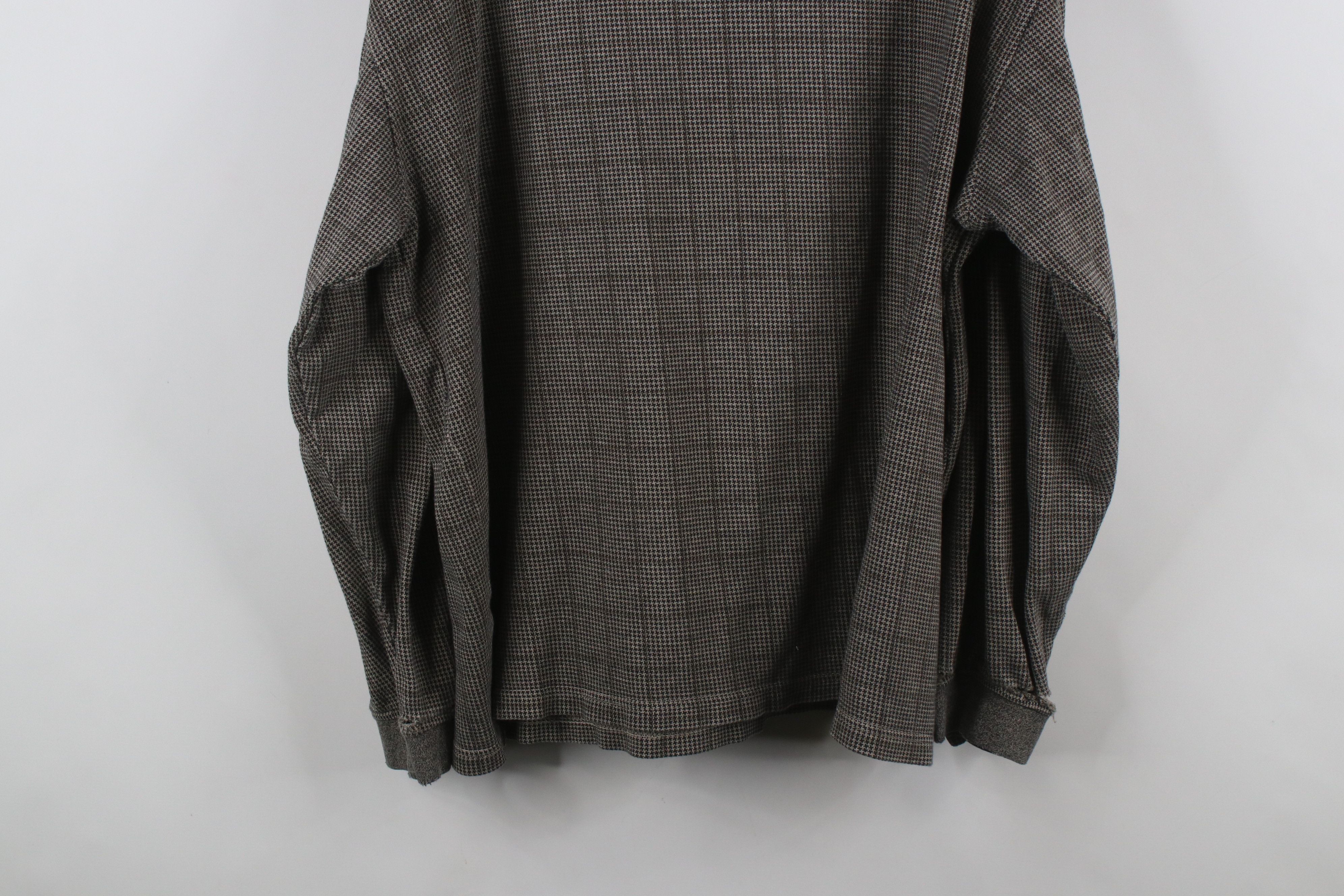 Vintage Vintage 90s Streetwear Heavy Houndstooth Long Sleeve Polo Size US XL / EU 56 / 4 - 15 Thumbnail
