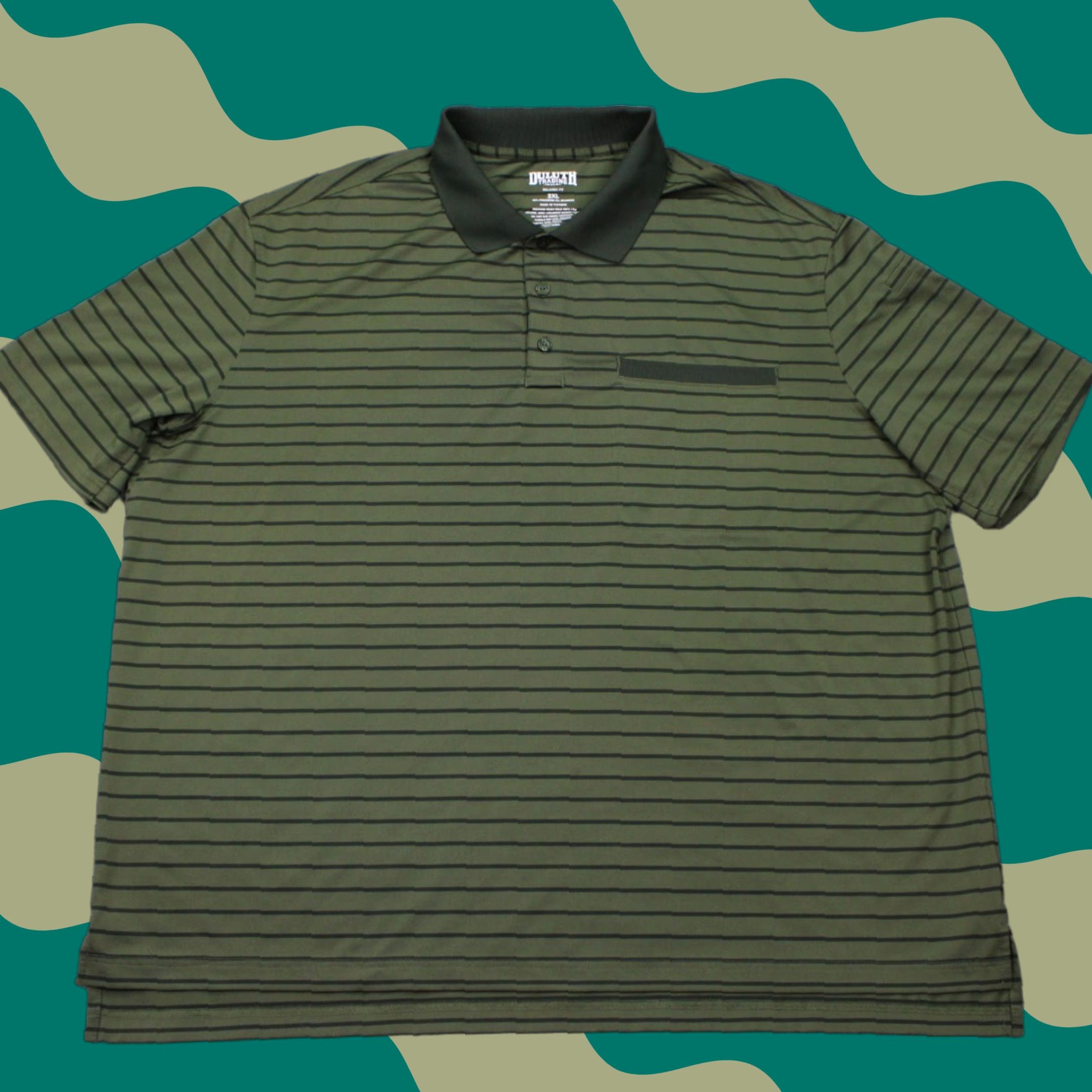 Vintage Duluth Knuckledown Polo Shirt Mens 2XL Green/Black Short Sleeve with Pocket Polo Shirt Size US XXL / EU 58 / 5 - 1 Thumbnail