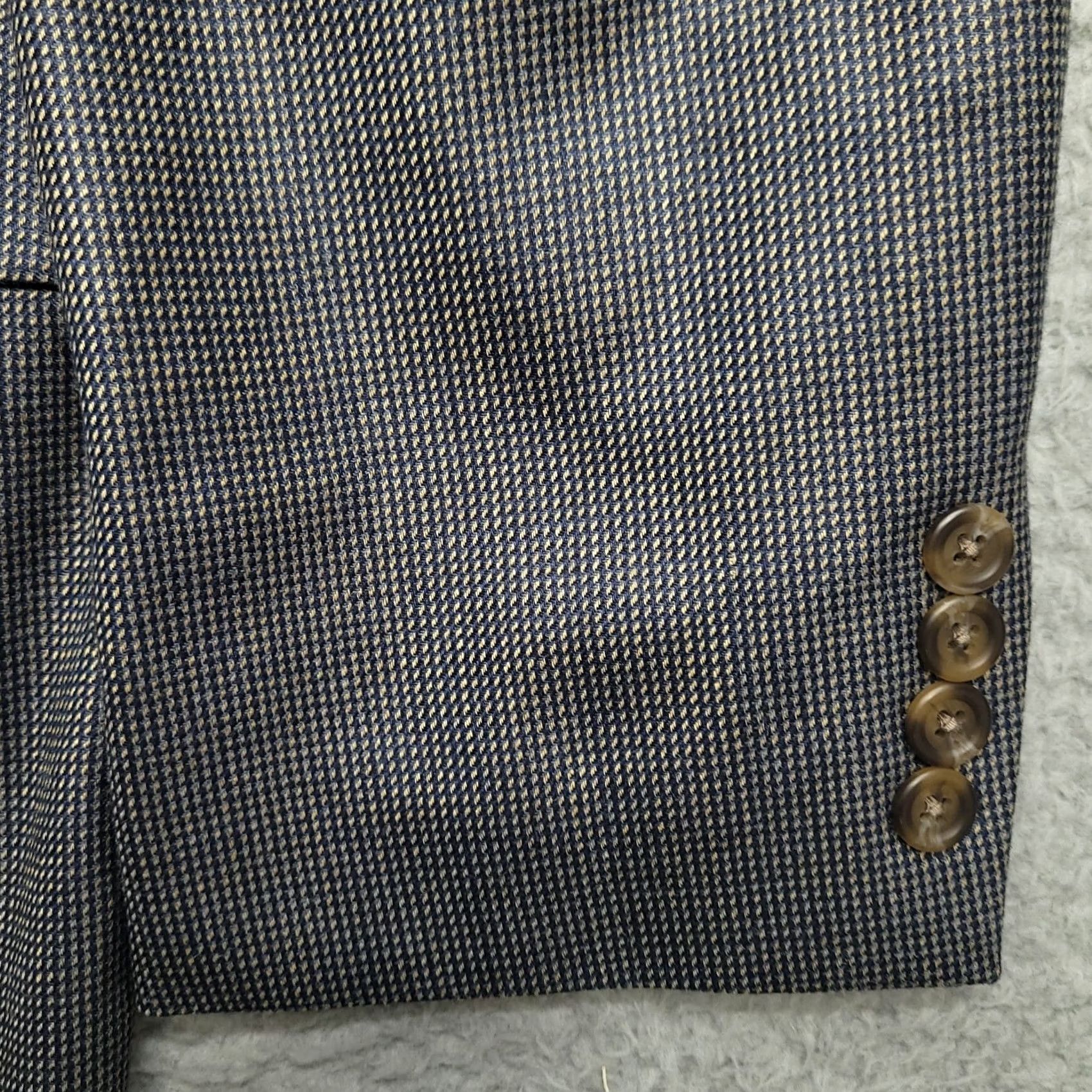 Ralph Lauren Lauren Ralph Lauren Blazer Men 44L Wool Silk Blue Polka Dot Tweed Notch Long Sleeve Jacket Suit Jacket Casual Business Party/Cocktail City Preppy Mens Size 44R - 5 Thumbnail