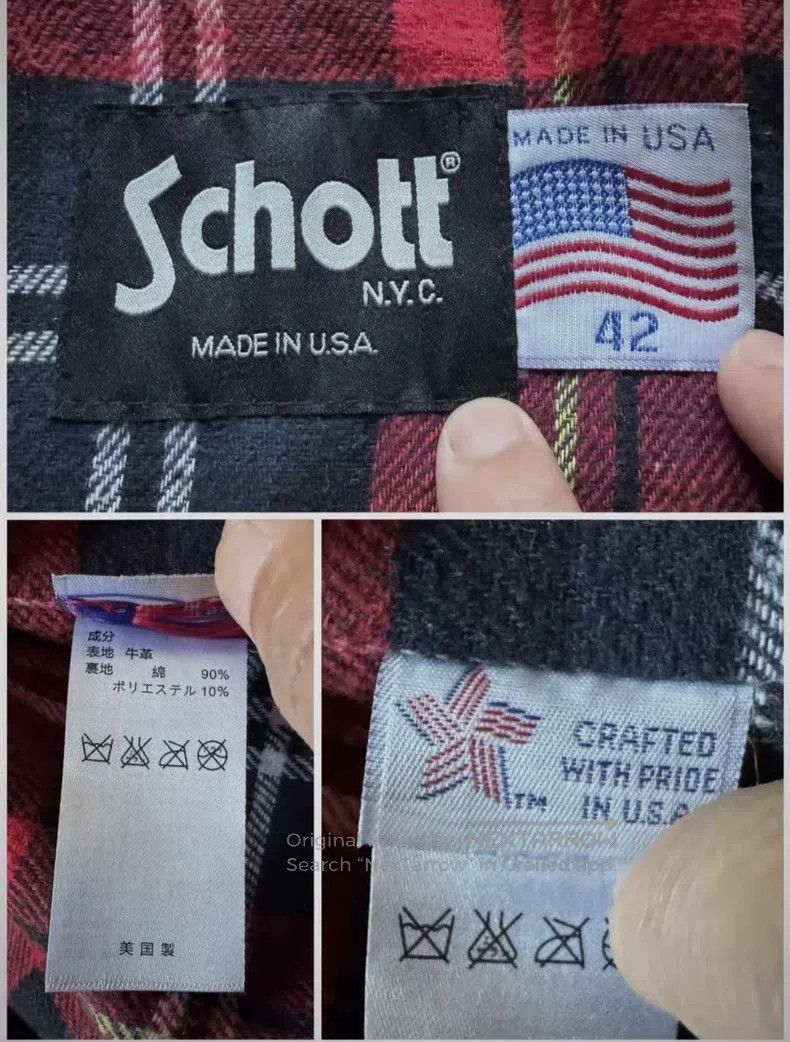 Schott Schott Vintage fleece leather jacket Size US XXL / EU 58 / 5 - 6 Thumbnail