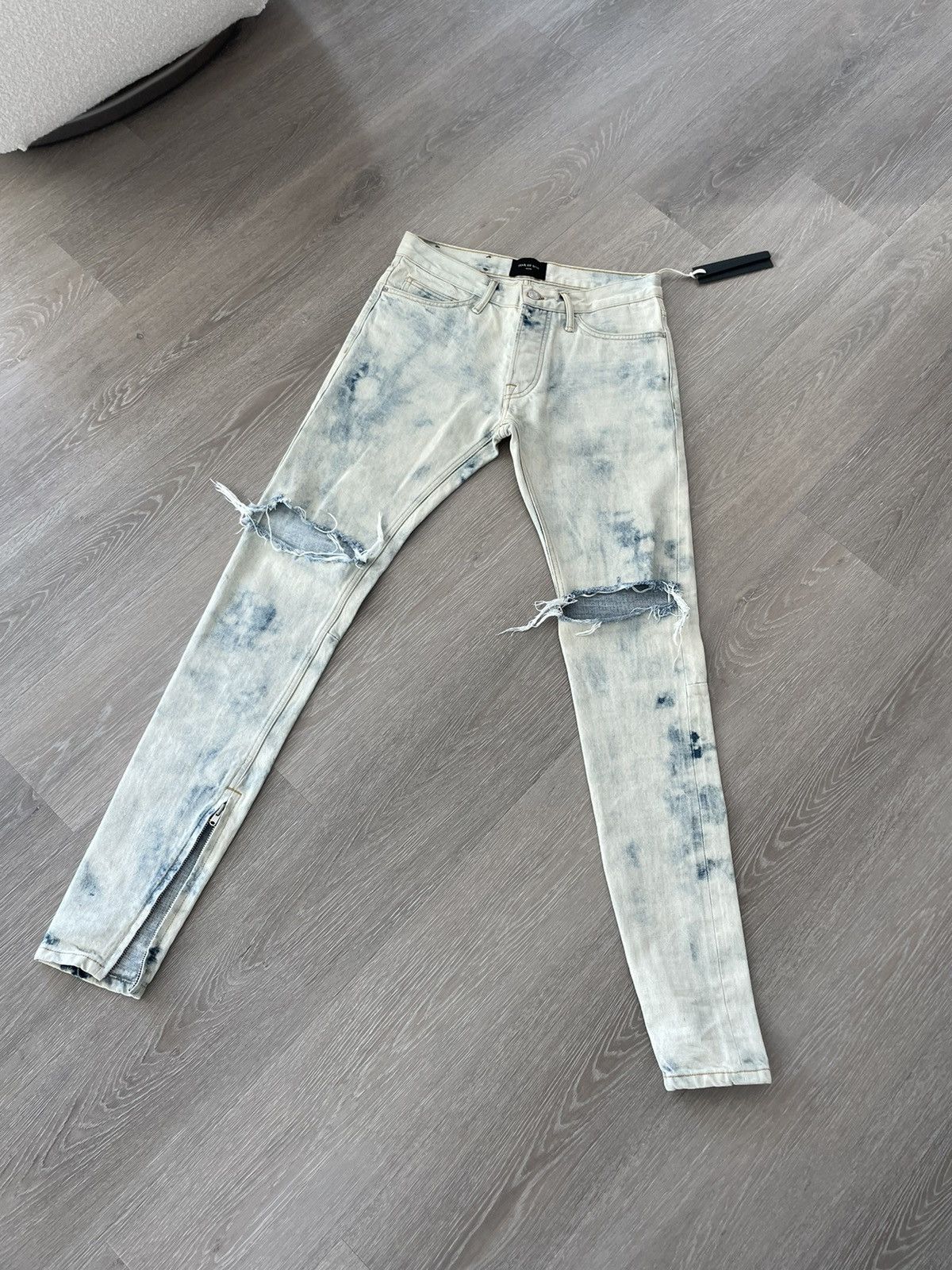 image of Fear Of God Fifth Collection Inverted Holy Water Selvedge Denim Jeans in Light Blue, Men's (Size 30