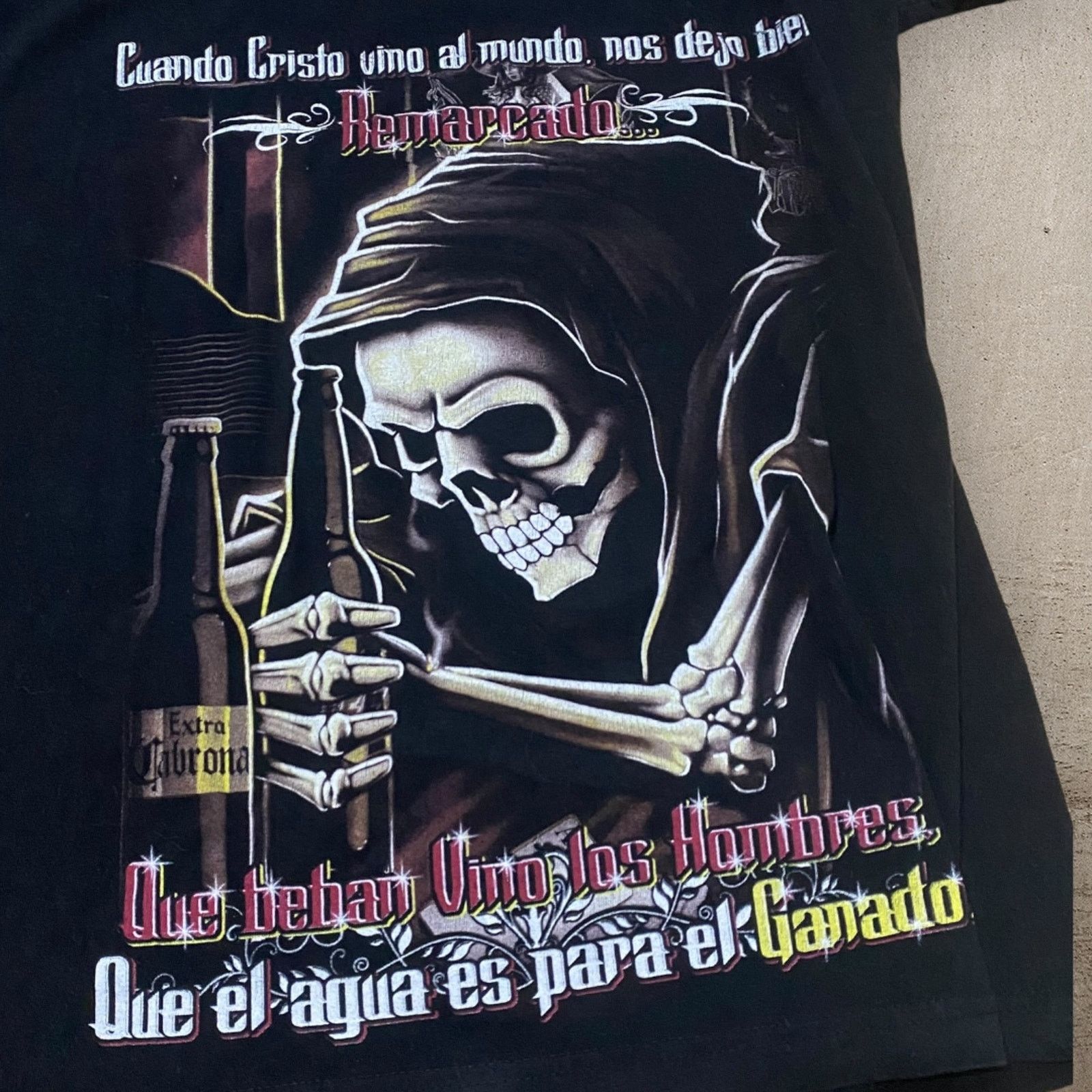 Vintage Vintage Santa Muerte Holy Dealth Grim Reaper Mexico T Shirt Size US XXL / EU 58 / 5 - 6 Thumbnail