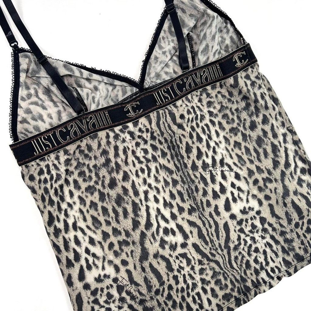 Just Cavalli y2k Cavalli gray and black cheetah print cami Size L / US 10 / IT 46 - 6 Thumbnail