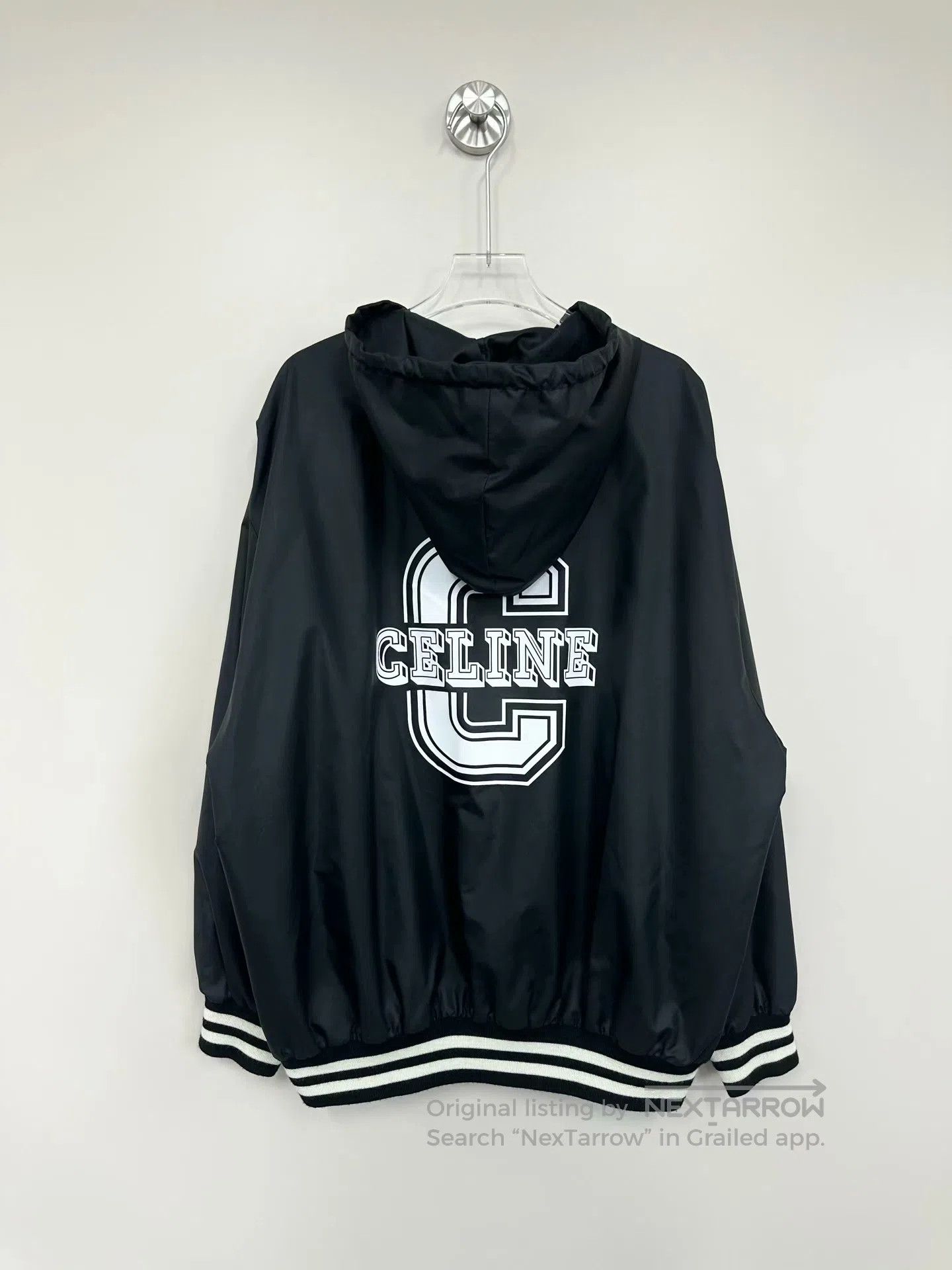 Celine CELINE Black Letter Printed Logo Hooded Nylon Jacket Windb Size XS / US 0-2 / IT 36-38 - 2 Thumbnail