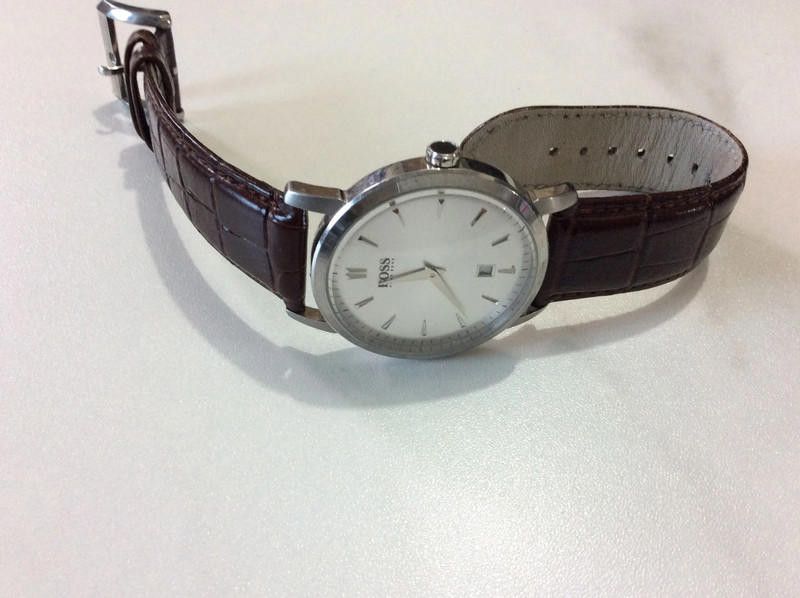Designer Boss silver dial brown leather strap watch Size ONE SIZE - 1 Thumbnail