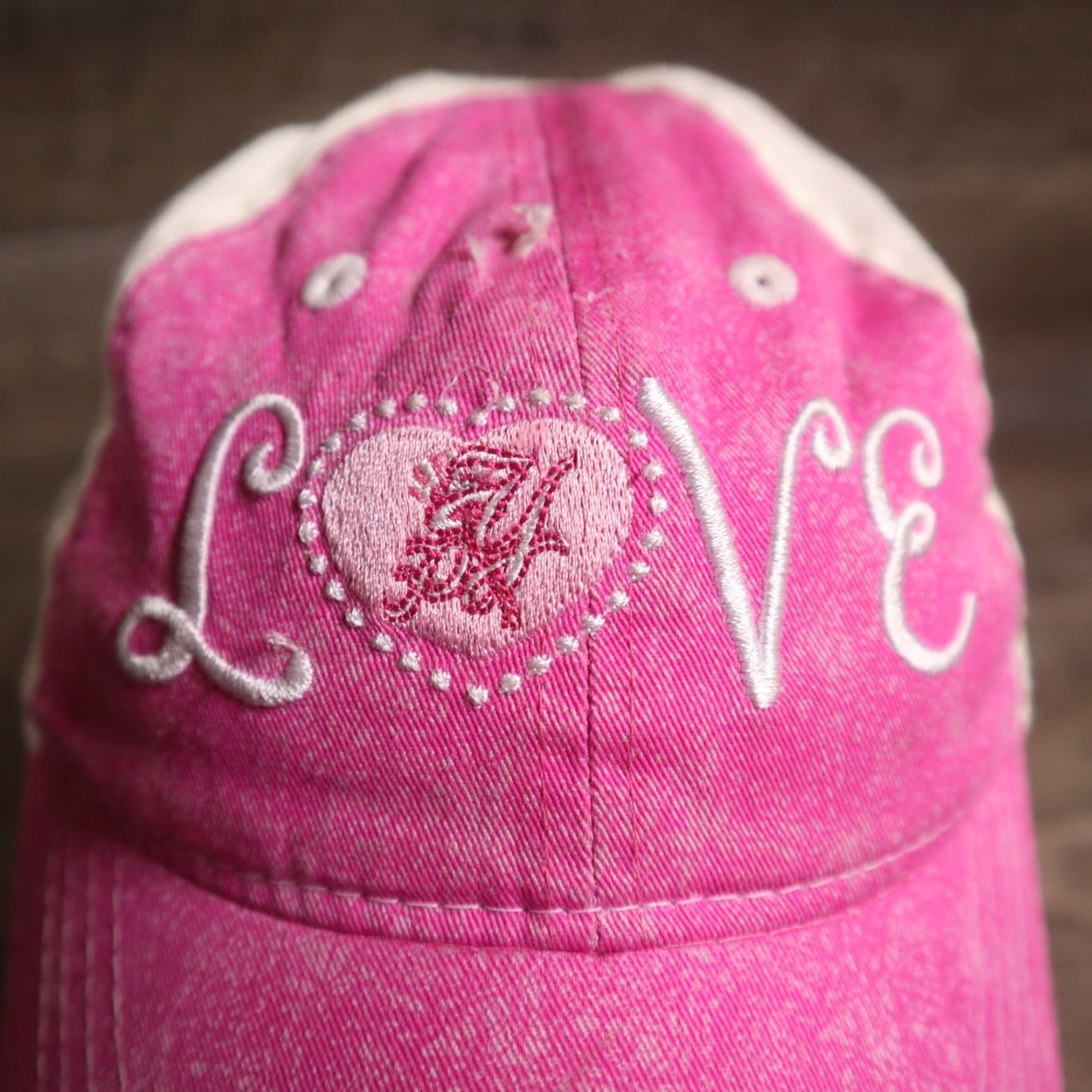 Vintage Love Hat Cap Strap Back Pink Adult Adjustable Strapback Hat Size ONE SIZE - 2 Thumbnail