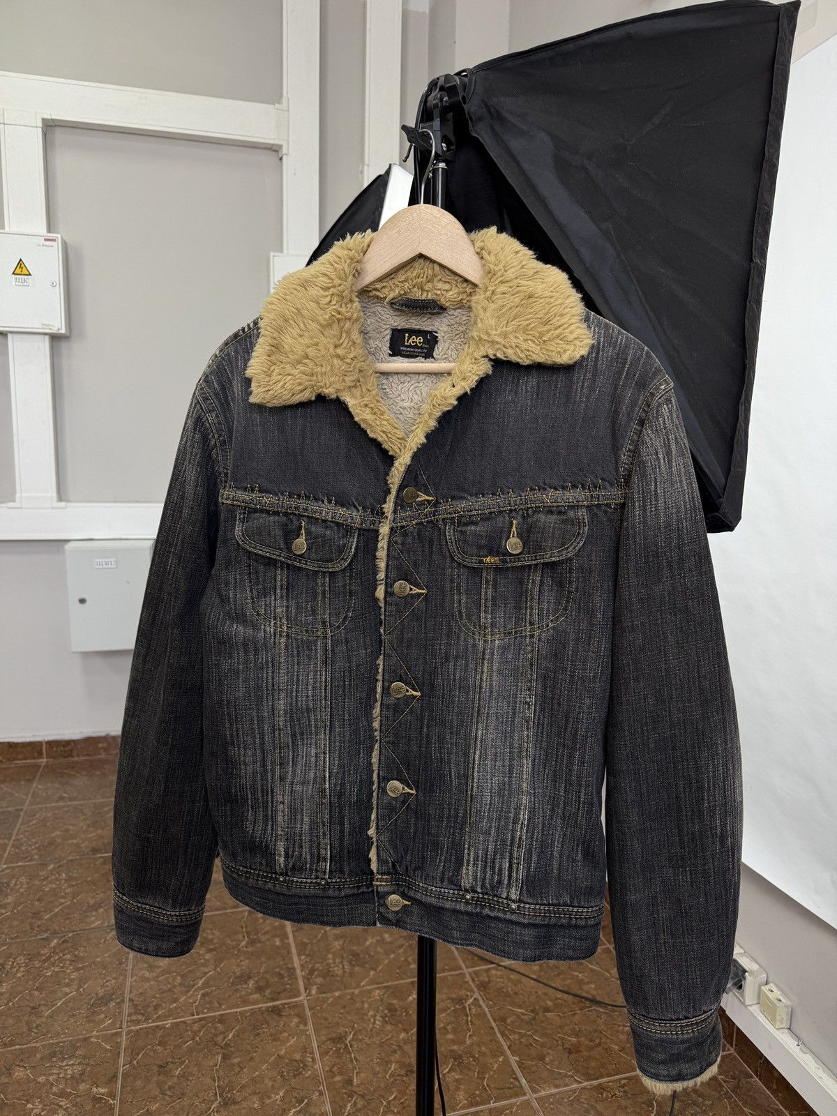 Lee 🇺🇸 Vintage 90s Lee Riders Kansas Sherpa Furry Slim Jacket Y2K Size US L / EU 52-54 / 3 - 2 Thumbnail