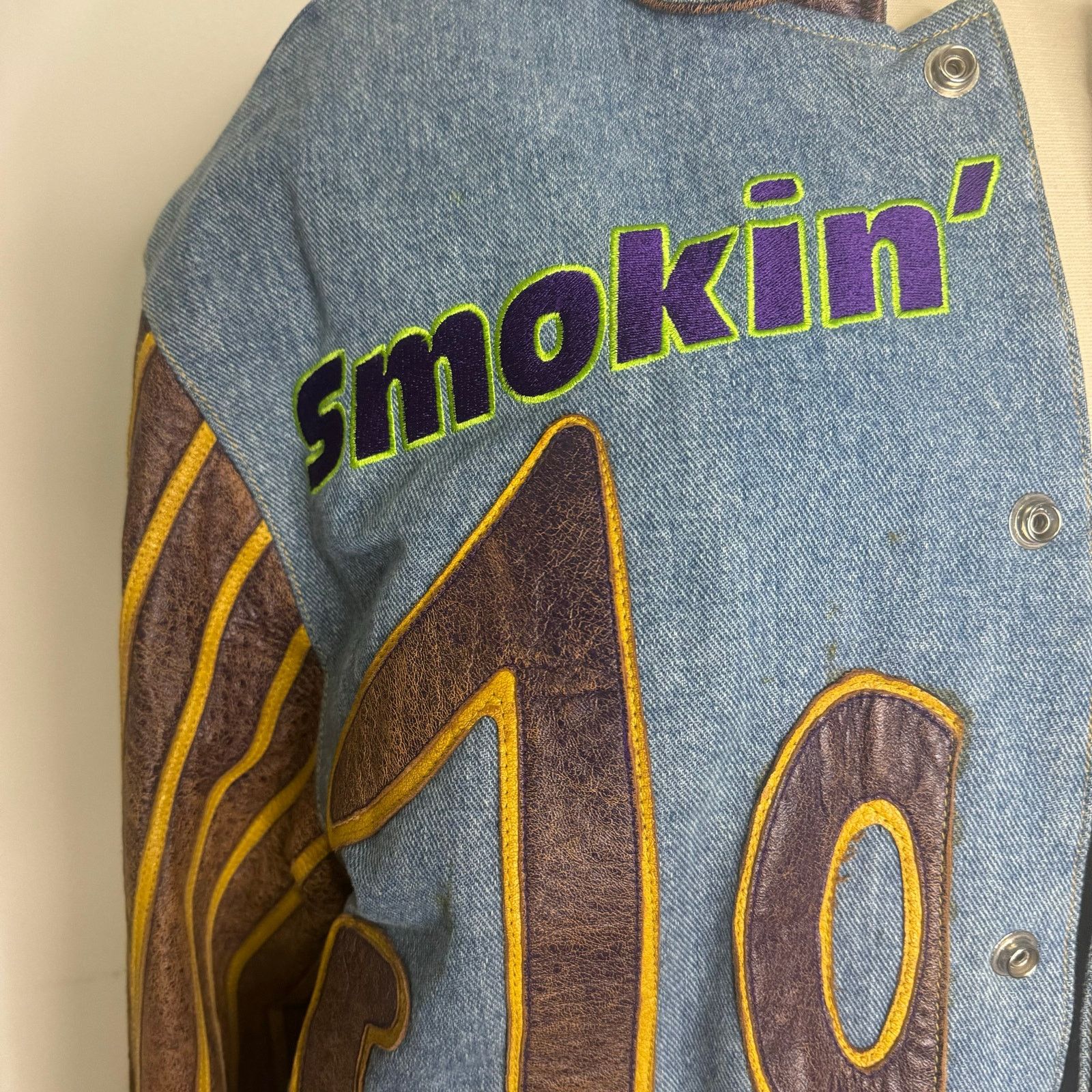 Vintage VTG 90s Smoking Joes Racing Denim & Leather Jacket Size XL Size US XL / EU 56 / 4 - 3 Thumbnail
