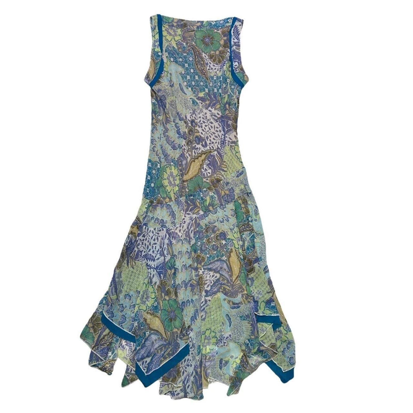 Vintage Mermaid Asymmetrical Maxi Dress premod Small
