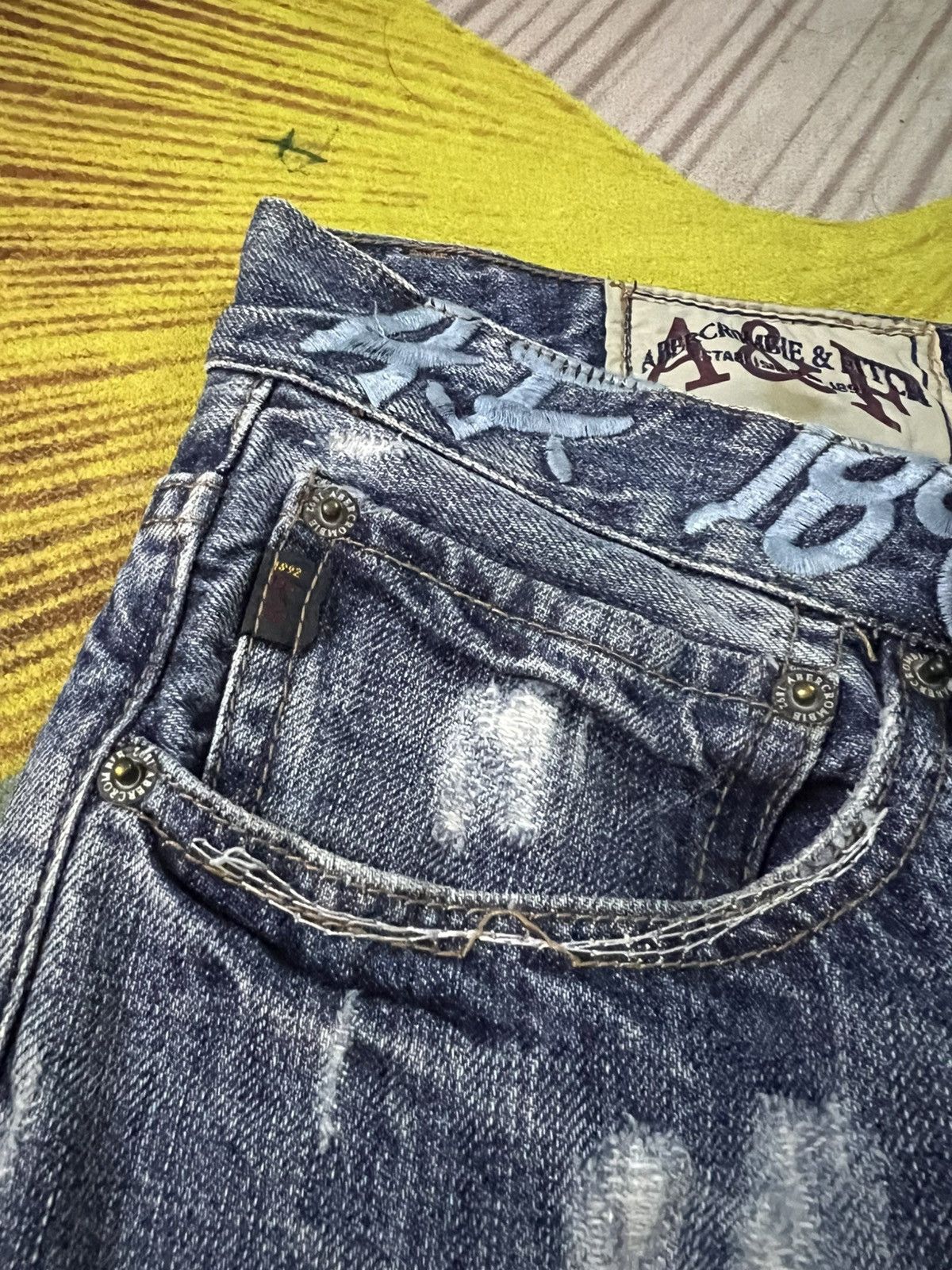 Abercrombie & Fitch 💥Flare💥Abercrombie & Fitch Distressed Faded Jean Size US 33 - 13 Thumbnail