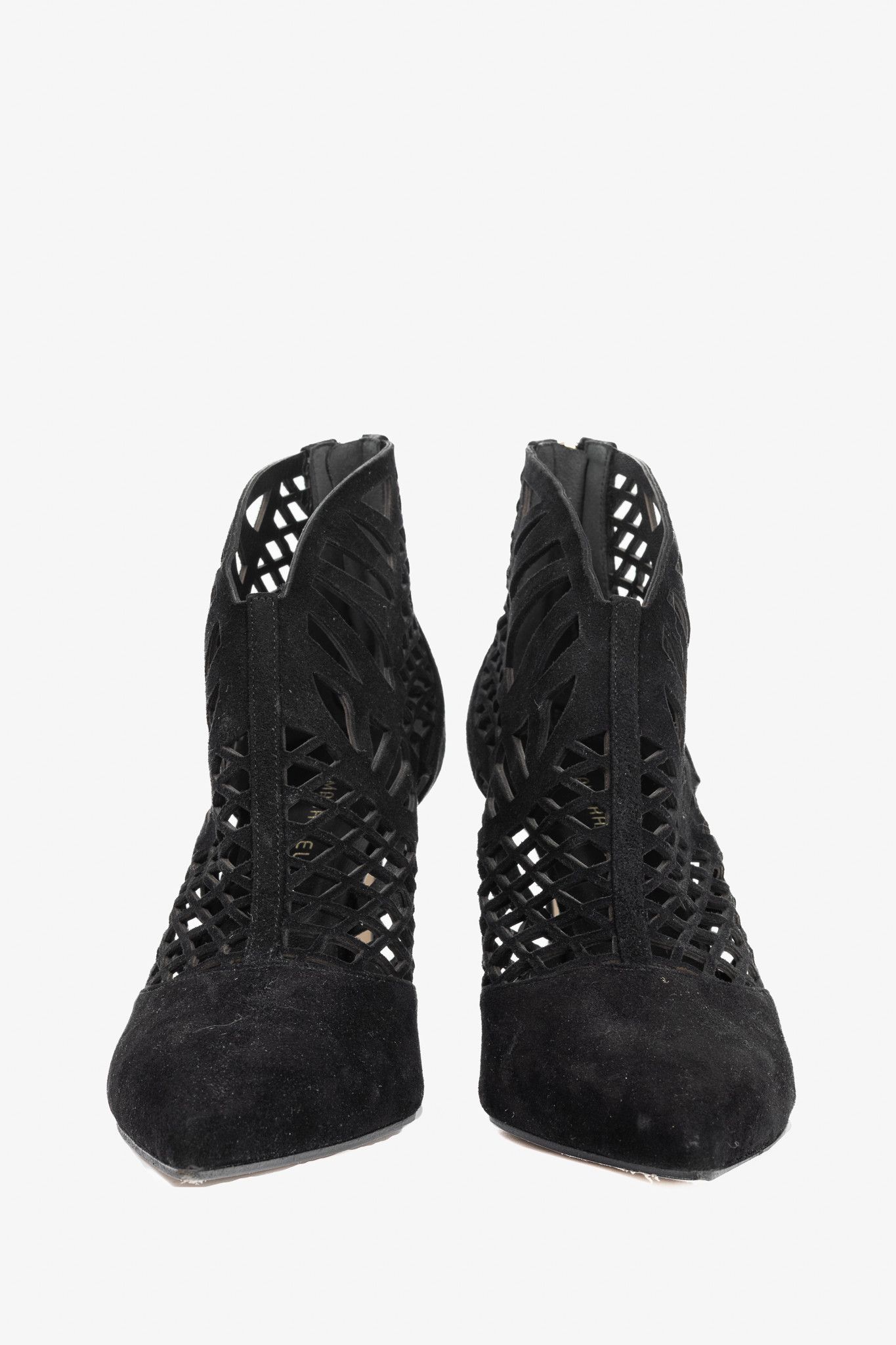 Tamara Mellon Tamara Mellon Femme Black Laser-Cut Suede Booties Size US 9.5 / IT 39.5 - 2 Thumbnail