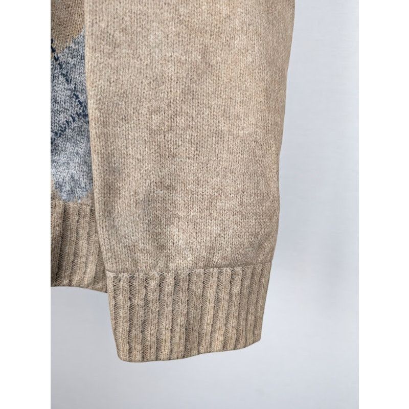 Bottega Veneta o1rshd1 Argyle Printed Leather Sweater in Camel/Grey/Blue Size US M / EU 48-50 / 2 - 7 Thumbnail