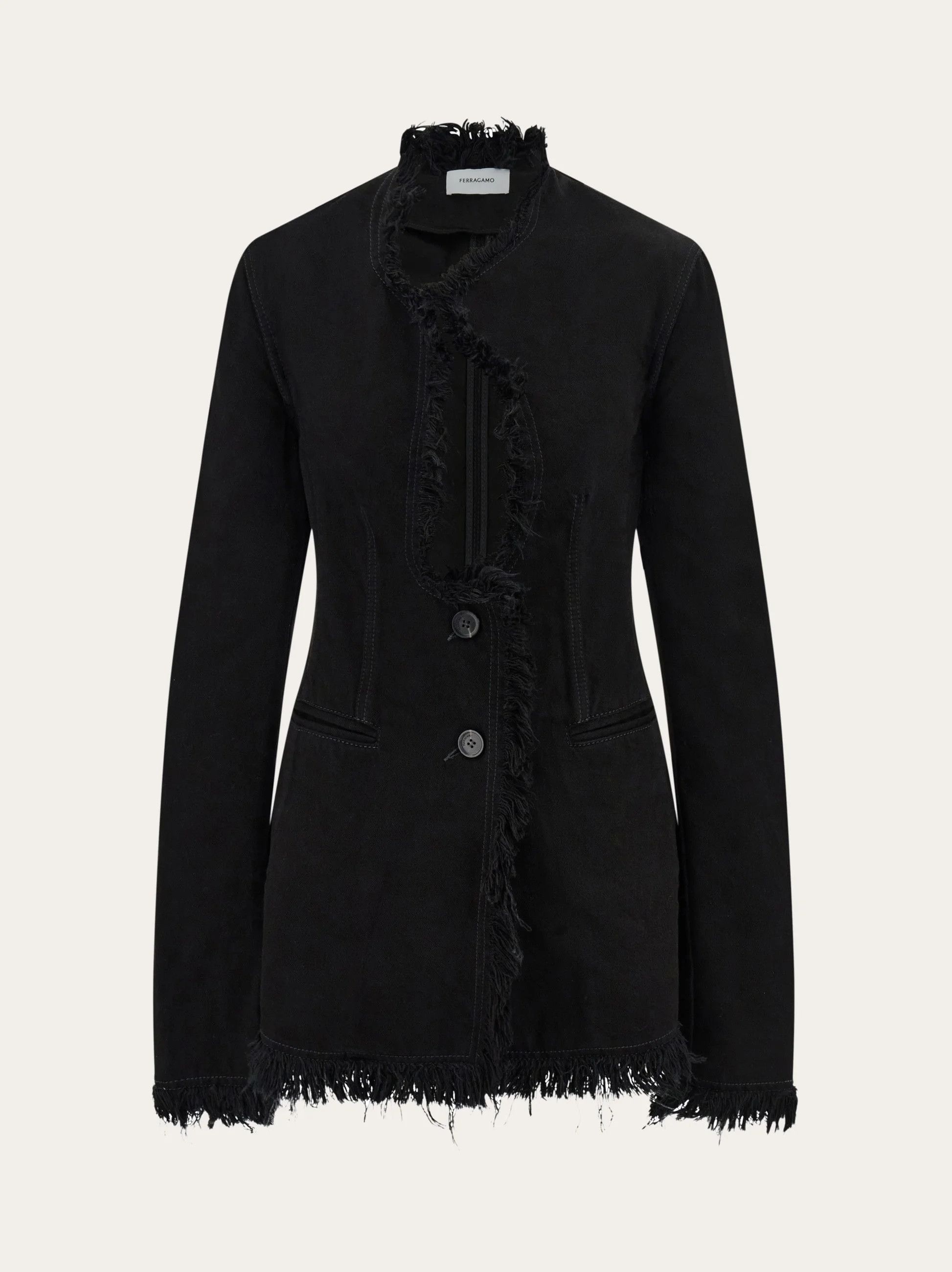 Salvatore Ferragamo o1s1rm0526 Fringed Blazer in Black Size XS / US 0-2 / IT 36-38 - 1 Thumbnail