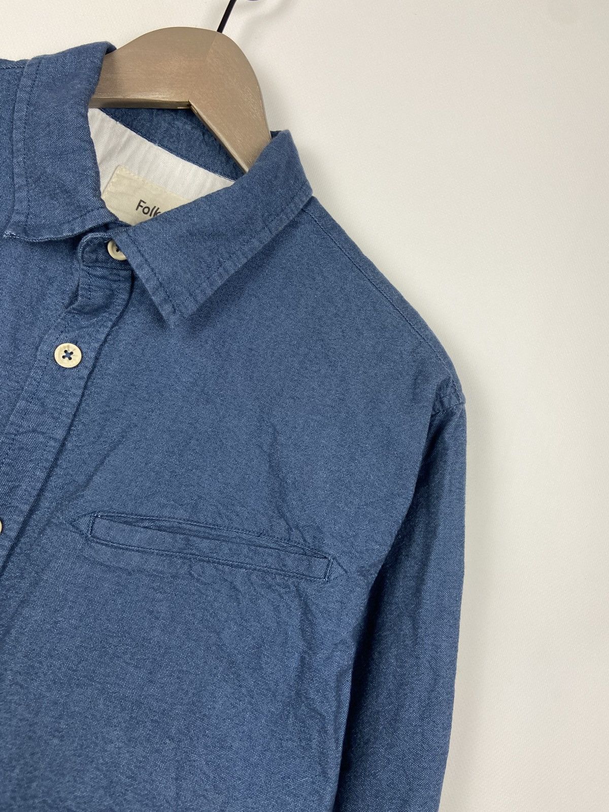 Folk Folk Button-Up Shirt Blue Cotton Pocket Designer Sz 4 Size US M / EU 48-50 / 2 - 7 Thumbnail