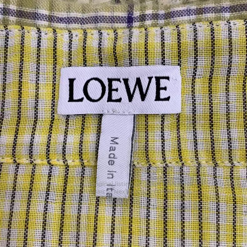 Loewe Loewe Light Green Plaid Pocket Logo Embossed Collar Short Size US XXS / EU 40 - 6 Thumbnail