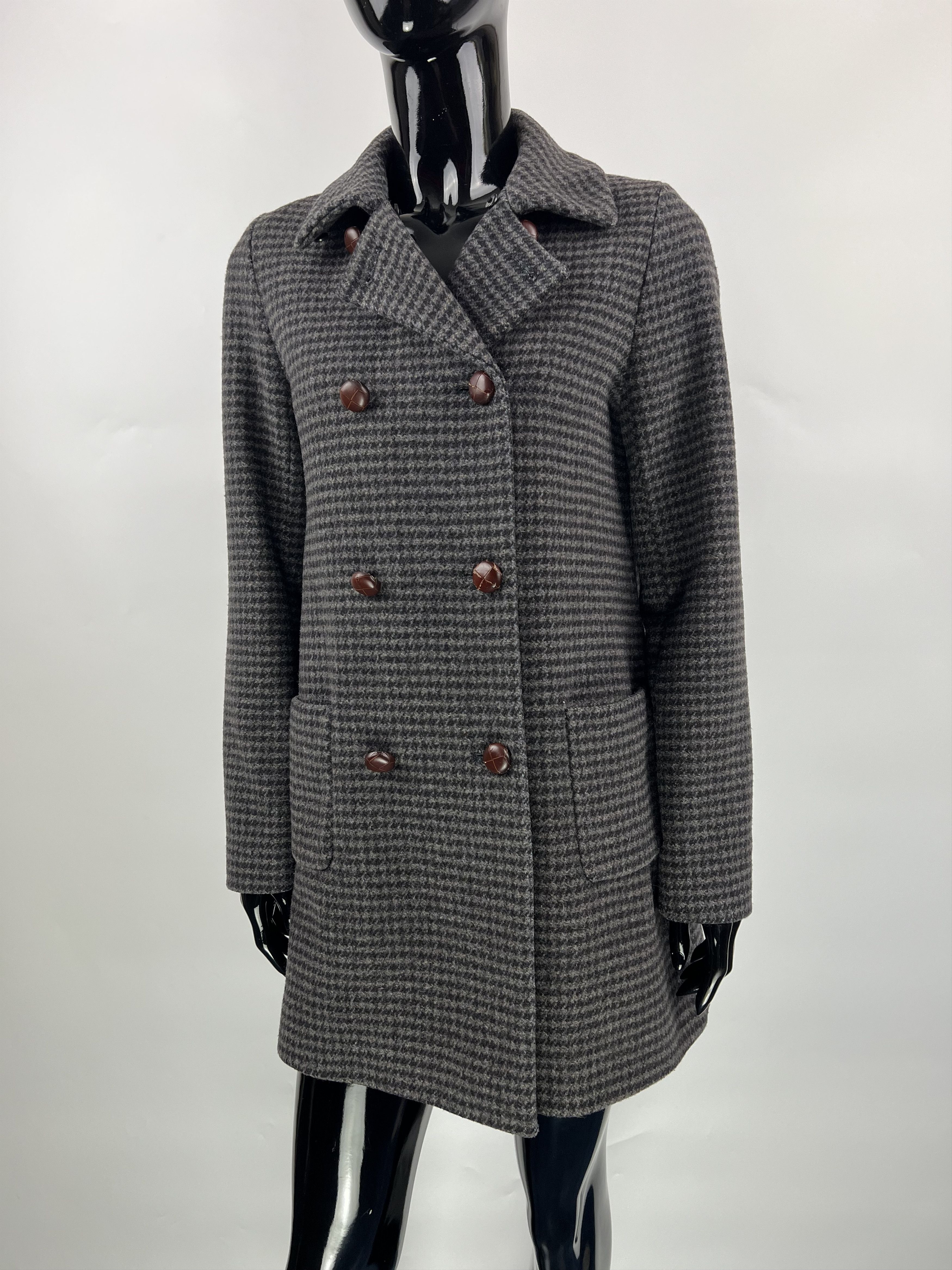Sezane Gray Wool Double Breasted Coat Size EU34 US2