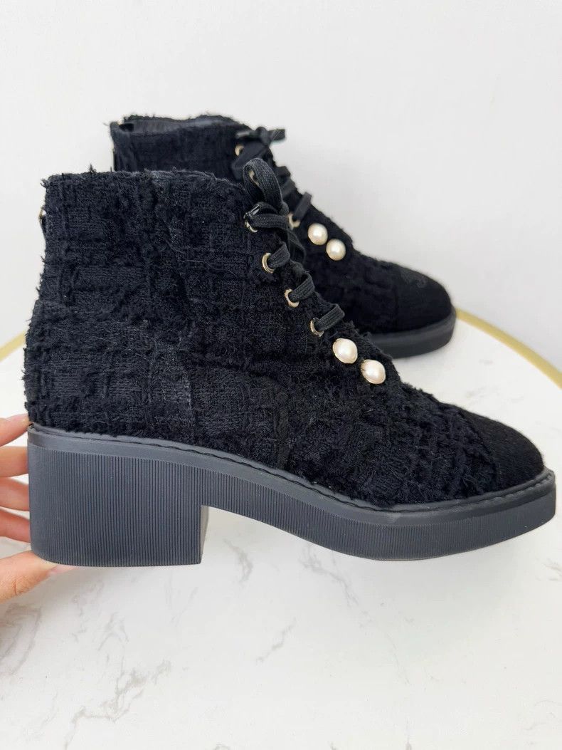 Chanel Chanel Black Pearl Accent Ankle Boots -2505 Size US 6.5 / IT 36.5 - 3 Thumbnail