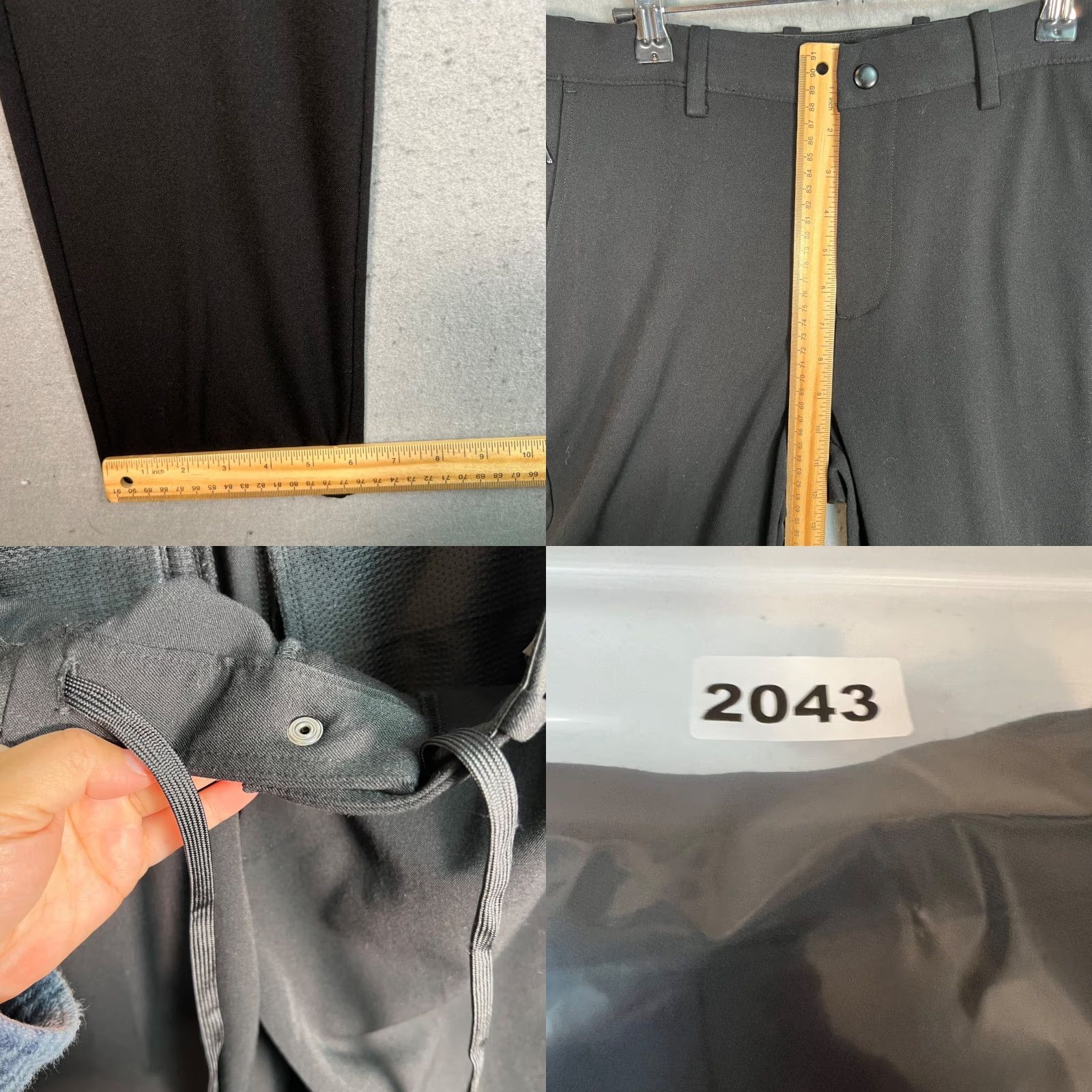 Quince Quince Dress Pants Slim Fit Men 30 Black Elastic Waist Polyester Blend Tapered Flat Front Zip Pockets Size US 30 / EU 46 - 8 Thumbnail