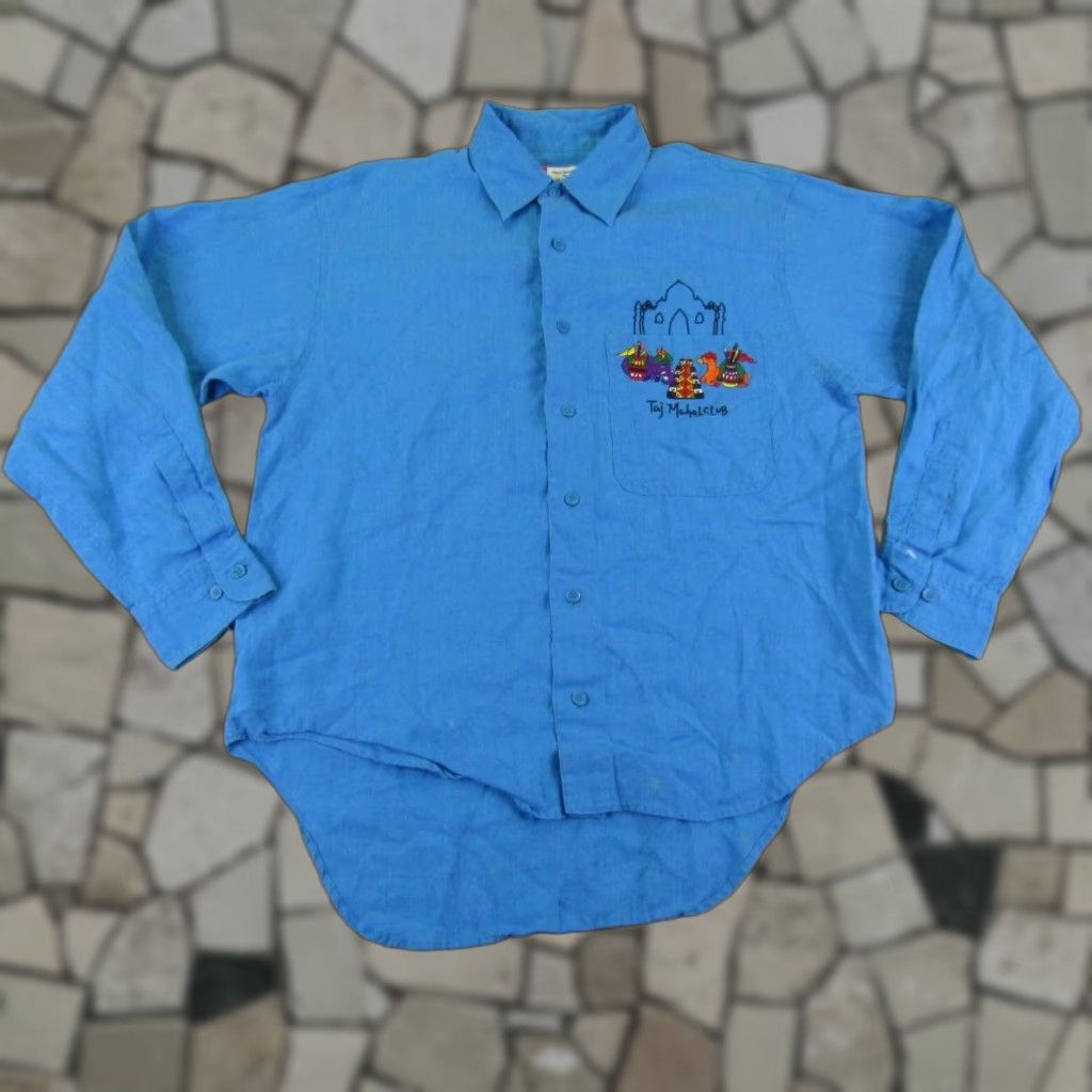 Vintage VINTAGE Castelbajac Sport Shirt Mens Small Blue Linen Taj Mahal Club Shirt Size US S / EU 44-46 / 1 - 1 Thumbnail
