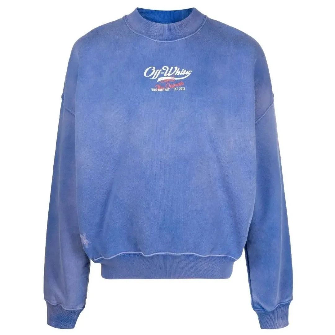 Off-White o1mle1025 Wave Off Boxy Crewneck Sweater in Blue Size US XS / EU 42 / 0 - 1 Thumbnail
