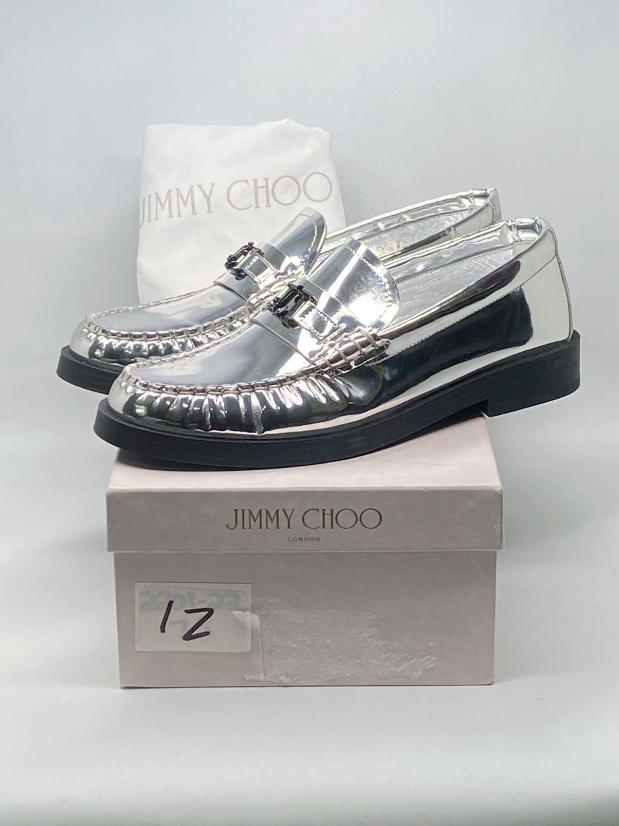 Jimmy Choo Jimmy Choo Addie JC Logo Metallic Loafer size 38 Size US 8 / IT 38 - 11 Thumbnail