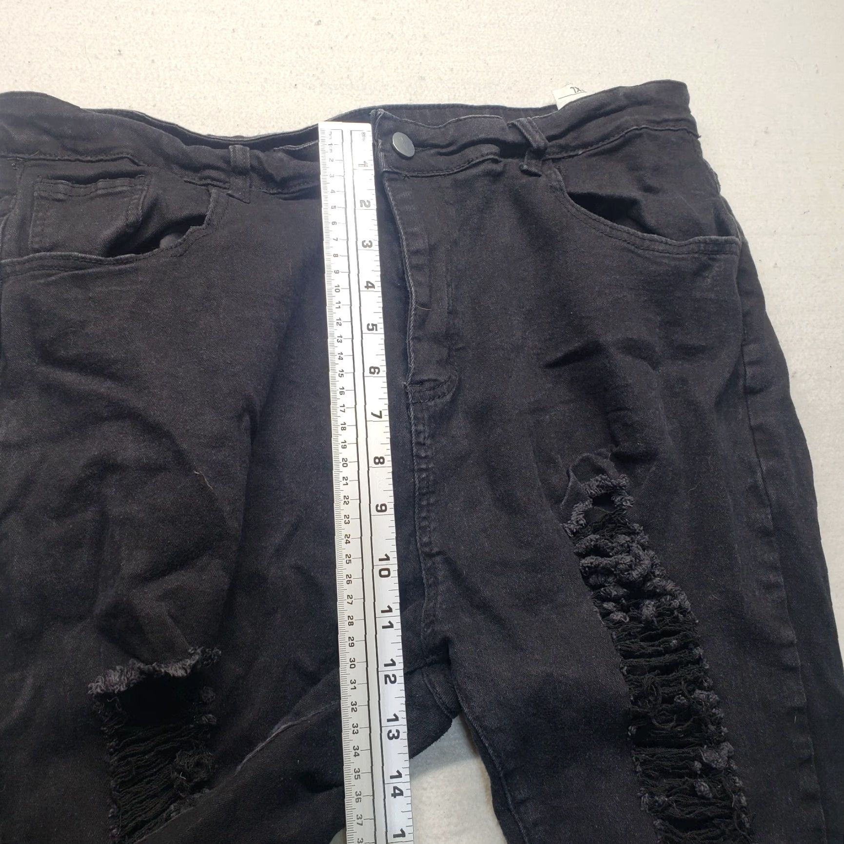 Shein SheIn Jeans Distressed Black Denim Skinny 2XL Women Adult Pants 5-Pocket Style Stretch Size 40" / US 18 - 7 Thumbnail