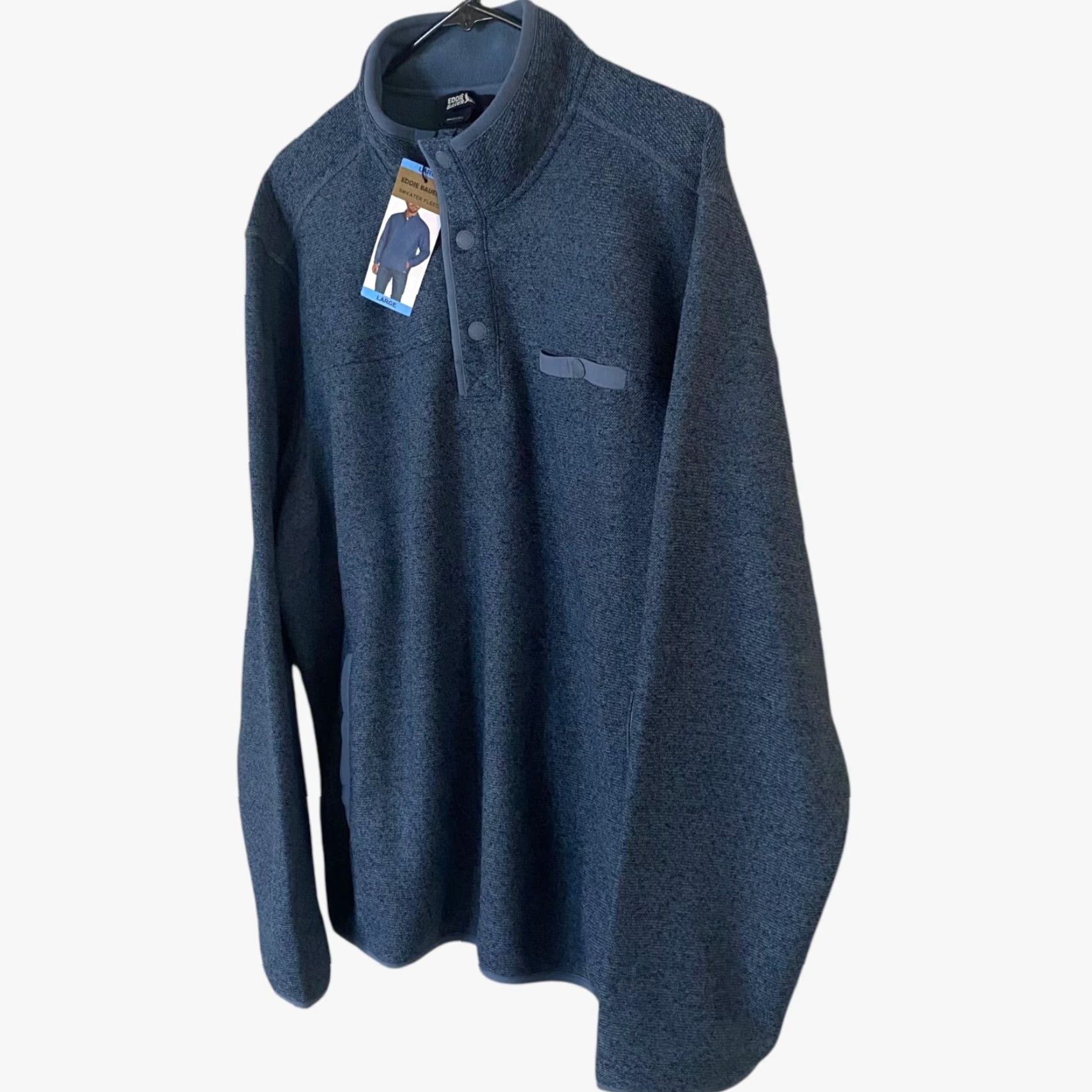 Eddie Bauer Eddie Bauer Fleece Quarter-Snap Sweater Blue Mens Large Long-Sleeve Pullover New Size US L / EU 52-54 / 3 - 2 Thumbnail