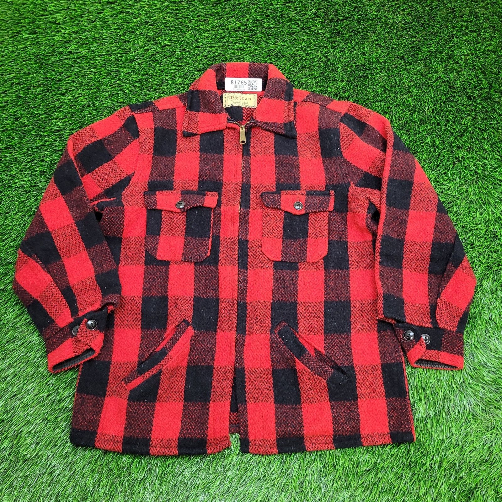 Vintage VTG 50s Melton Buffalo Plaid Wool Hunting Jacket M Talon USA Size US M / EU 48-50 / 2 - 1 Thumbnail