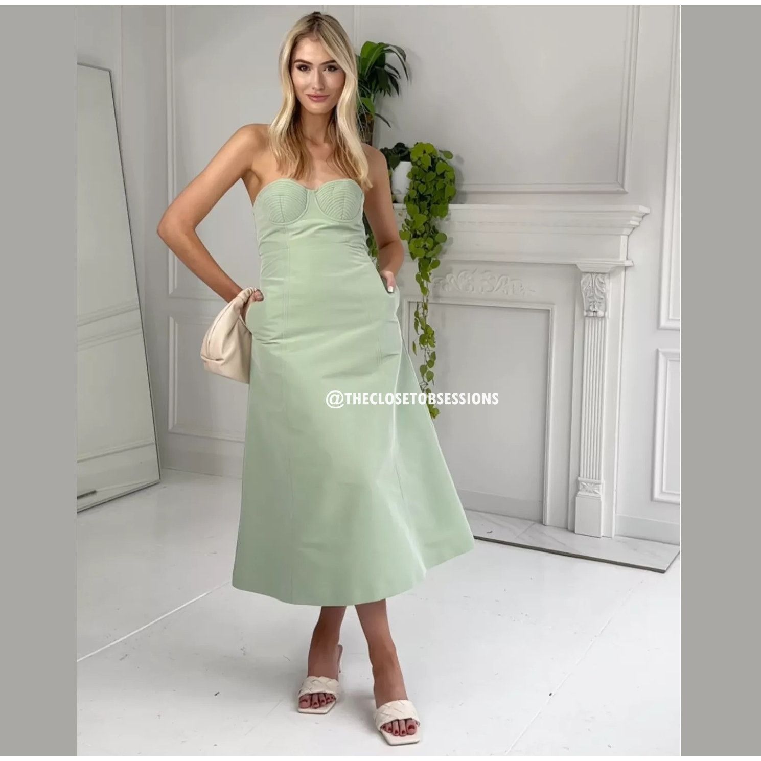Mango MANGO Strapless Corset A-Line Midi Dress NWT — Green Size M / US 6-8 / IT 42-44 - 12 Thumbnail