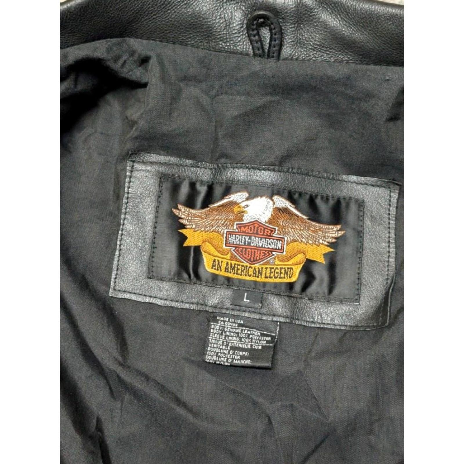 Harley Davidson VINTAGE Harley-Davidson embossed eagle M black leather jacket Mens Jacket M Harley-Davidson 1990s motorcycle black leather vintage Size US M / EU 48-50 / 2 - 4 Thumbnail