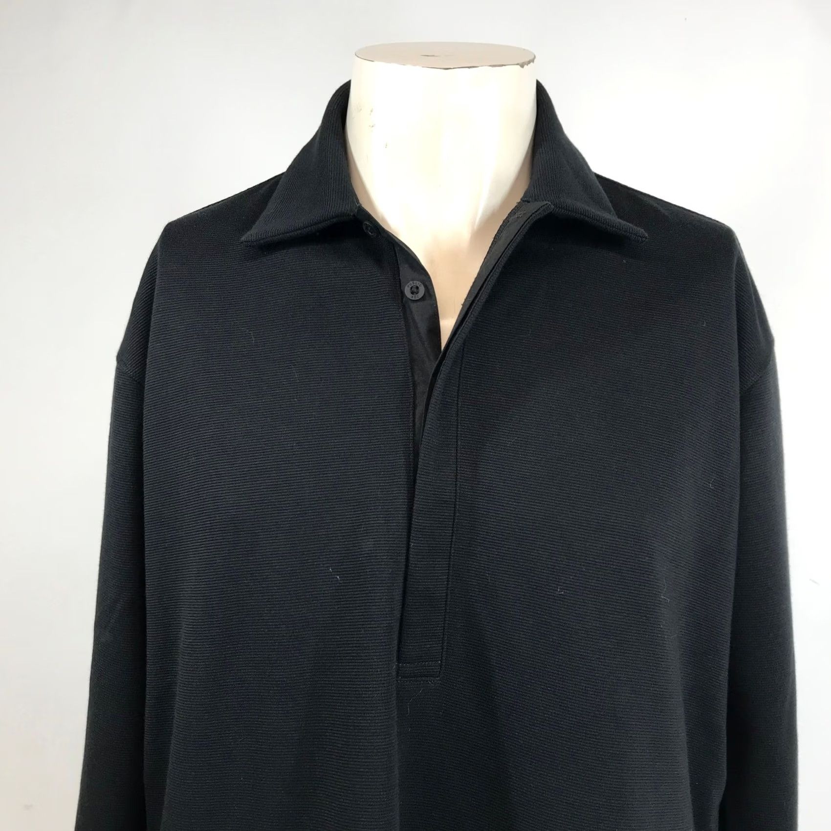 Vintage Public Rec Black Ribbed Knit Polo Shirt Adult M Relaxed Fit Long Sleeve Size US M / EU 48-50 / 2 - 2 Thumbnail