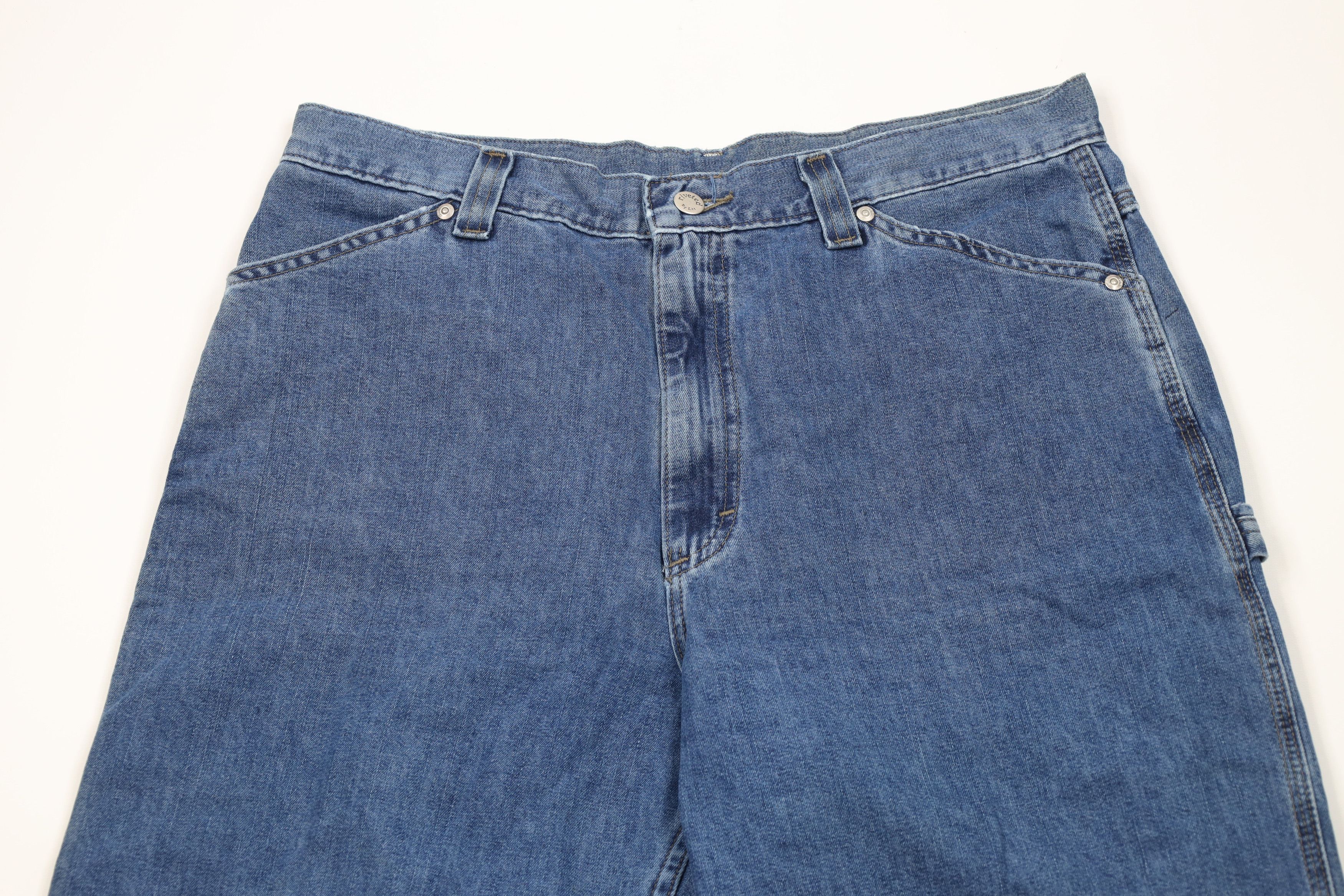 Lee × Vintage Vintage 90s Lee Rivet Wide Leg Dungaree Denim Jeans Blue Size 38" / US 16 / IT 52 - 2 Thumbnail