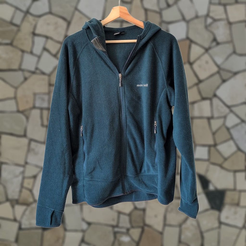 Montbell VINTAGE? Mont Bell Clima Plus Fleece Hoodie Blue Men's M Mid Weight Warm Excellent Size US M / EU 48-50 / 2 - 1 Thumbnail