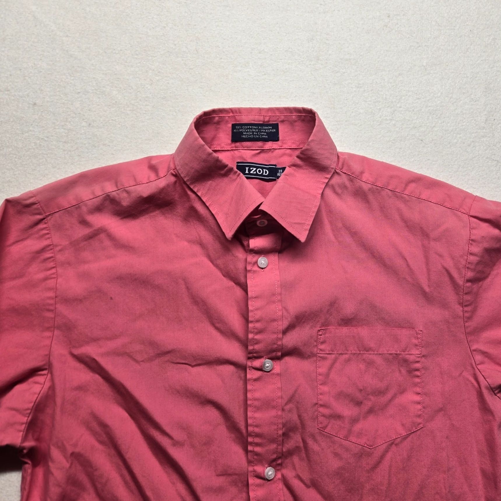 Izod IZod Shirt Men Adult 20 Pink Long Sleeve Button-Up Collared 20 Big & Tall Cotton Polyester Casual Colorful Size US XXL / EU 58 / 5 - 2 Thumbnail