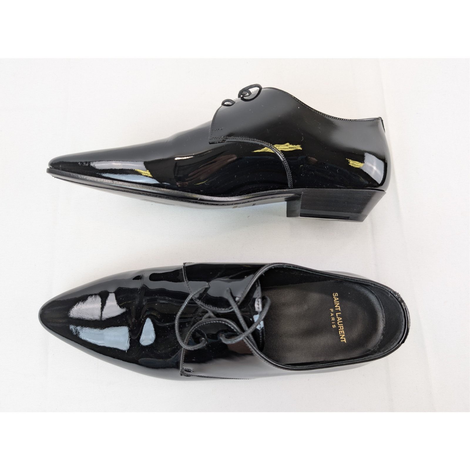 Saint Laurent Paris o1rshd Leather Lace Ups Shoe boots in Black Size US 7 / EU 40 - 1 Thumbnail