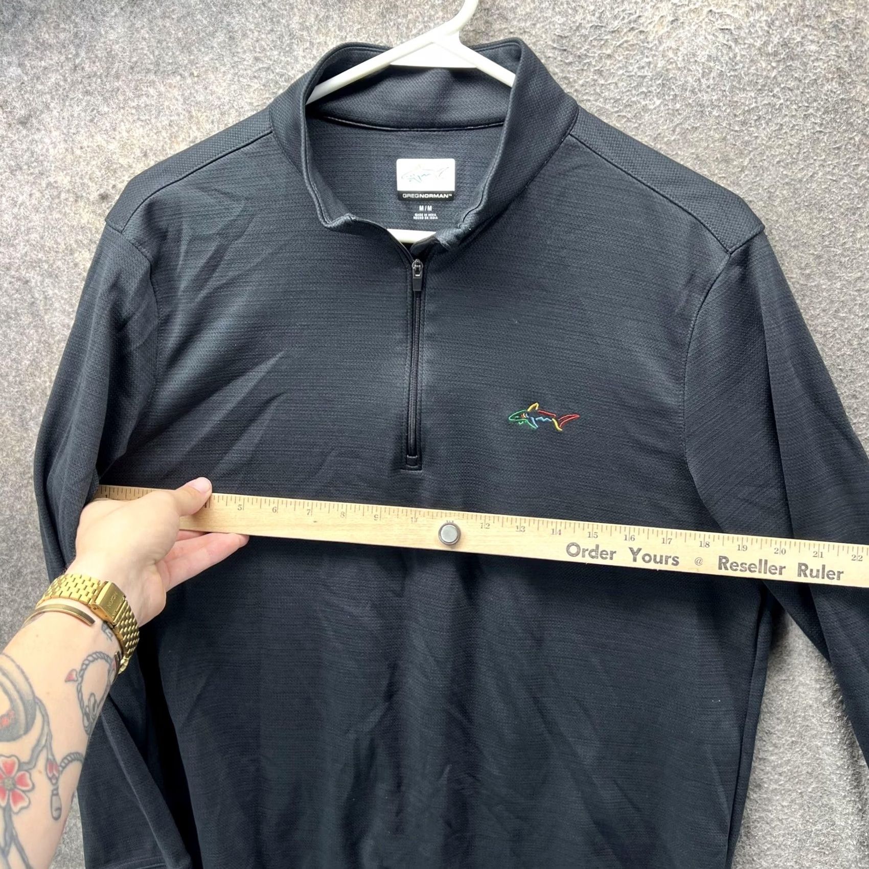 Logo 7 Greg Norman Pullover Mens M Gray 1/4 Zip Golf Shark Logo Shirt Performance Size US M / EU 48-50 / 2 - 5 Thumbnail